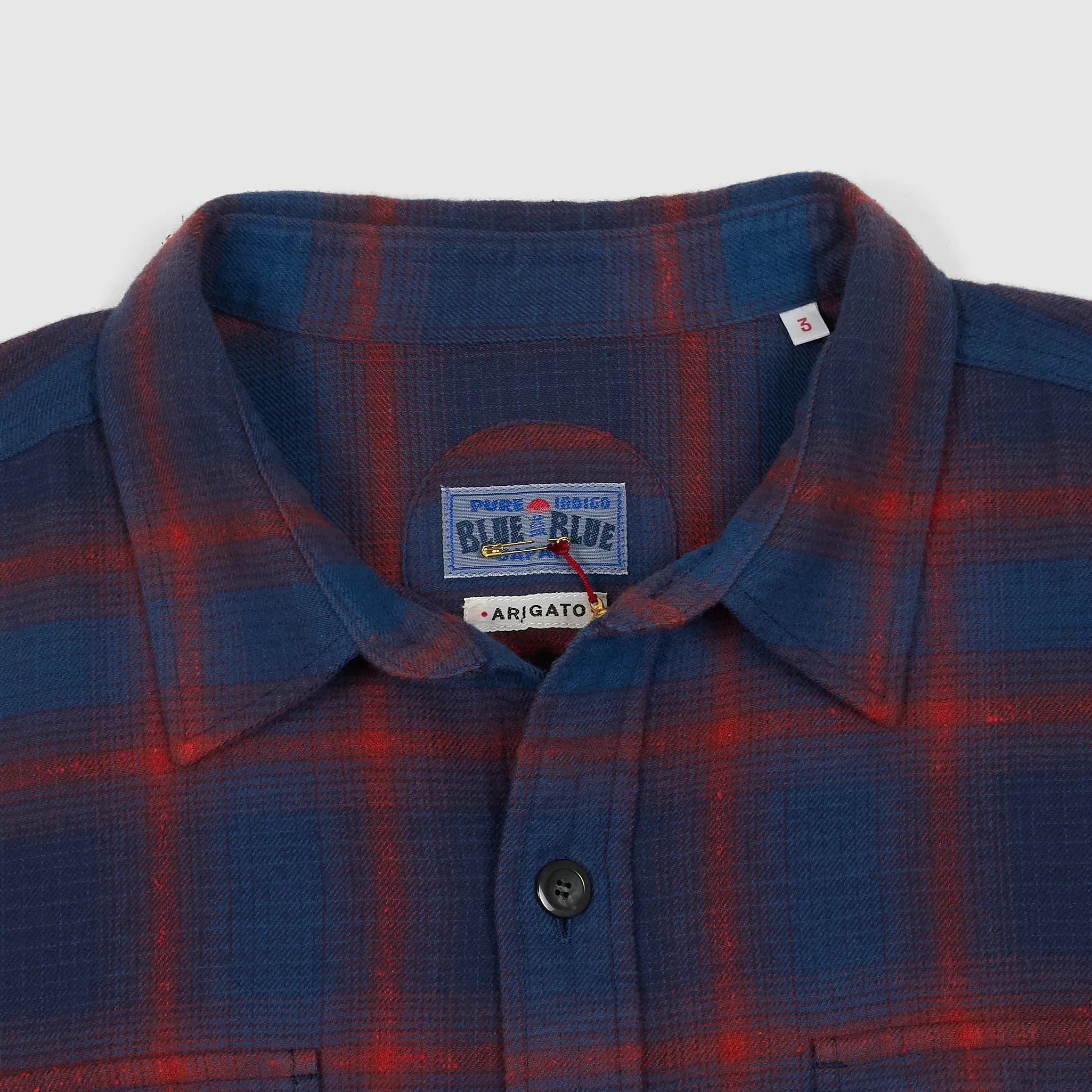 Blue Blue Japan Light Flannel Work Overshirt Indigo Check sold by DeeCee style product image thumbnail 3