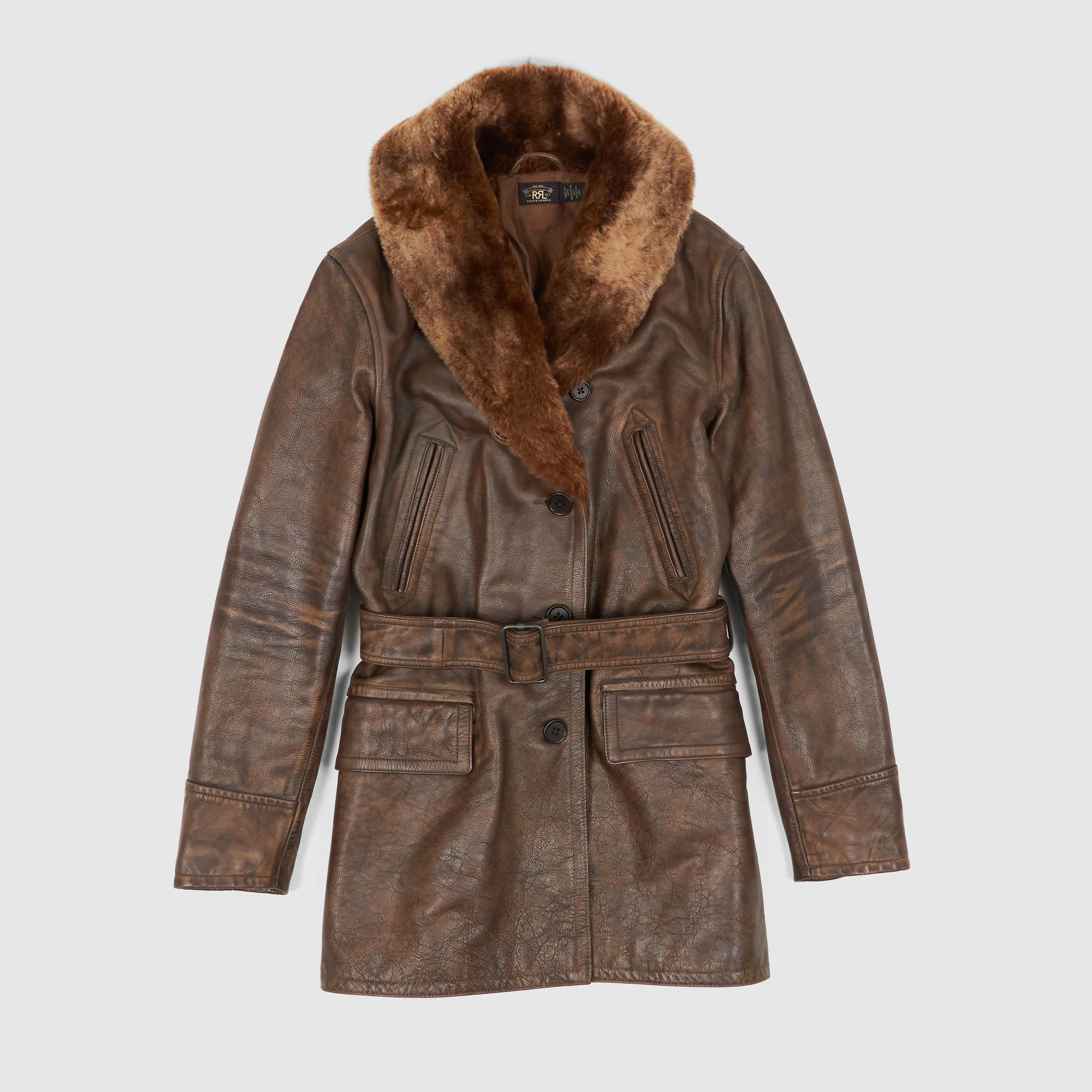 Double RL Ladies Shearling- Collar Leather Coat Jacket sold by DeeCee style