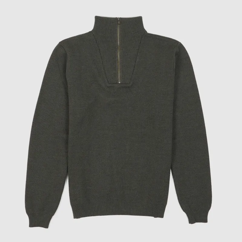 Nitto Knitwear Half Zip Piqué-Knit Merino Troyer sold by DeeCee style