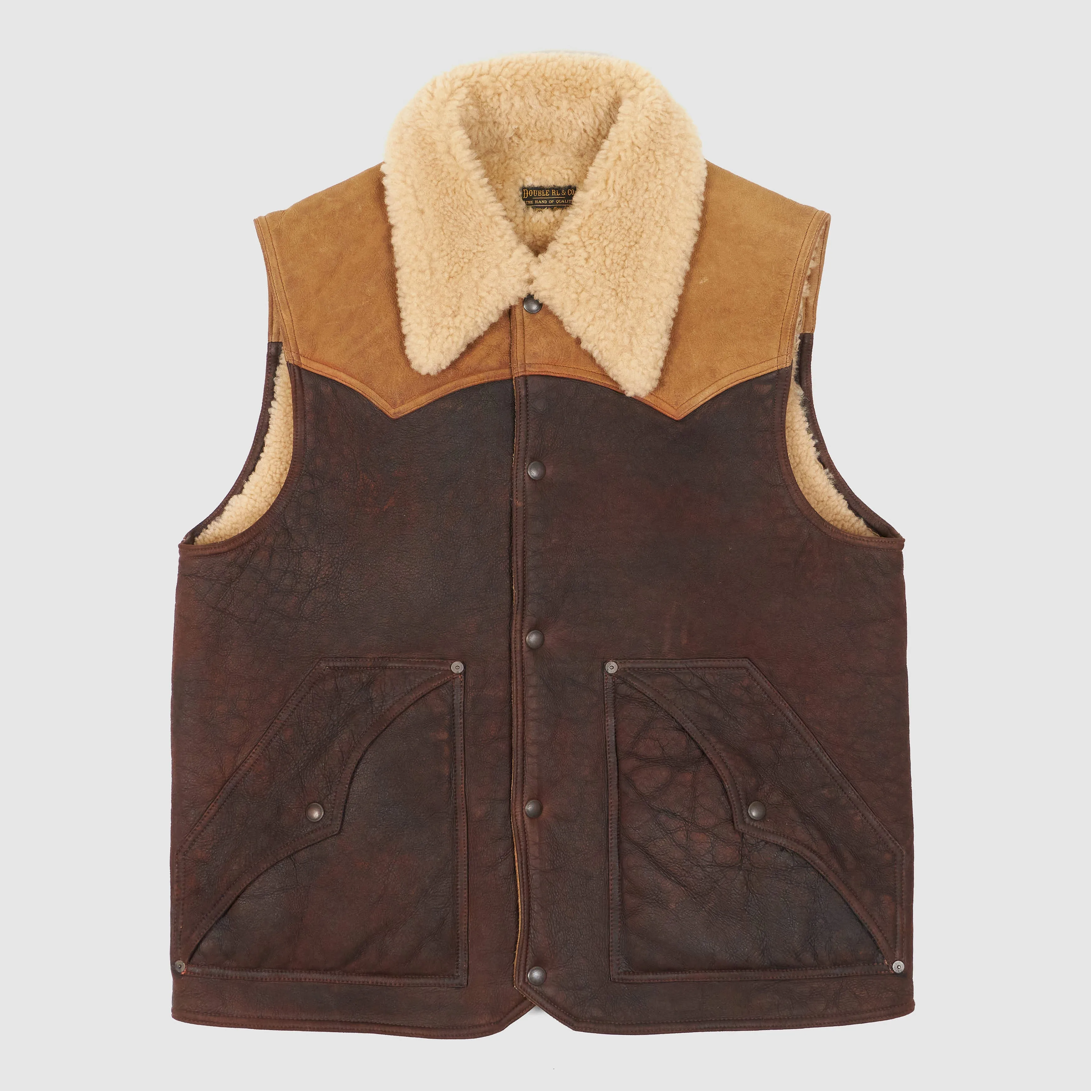 Double RL Two Tone Dalton Shearling Vest sold by DeeCee style