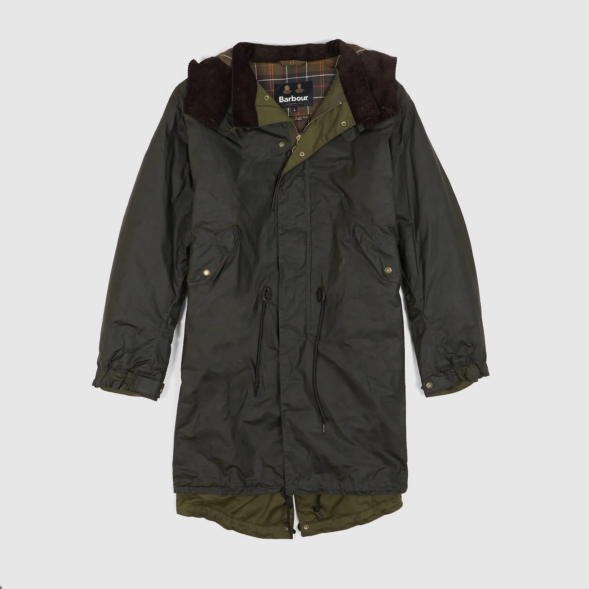 Barbour Waxed Oversized Military Parka sold by DeeCee style