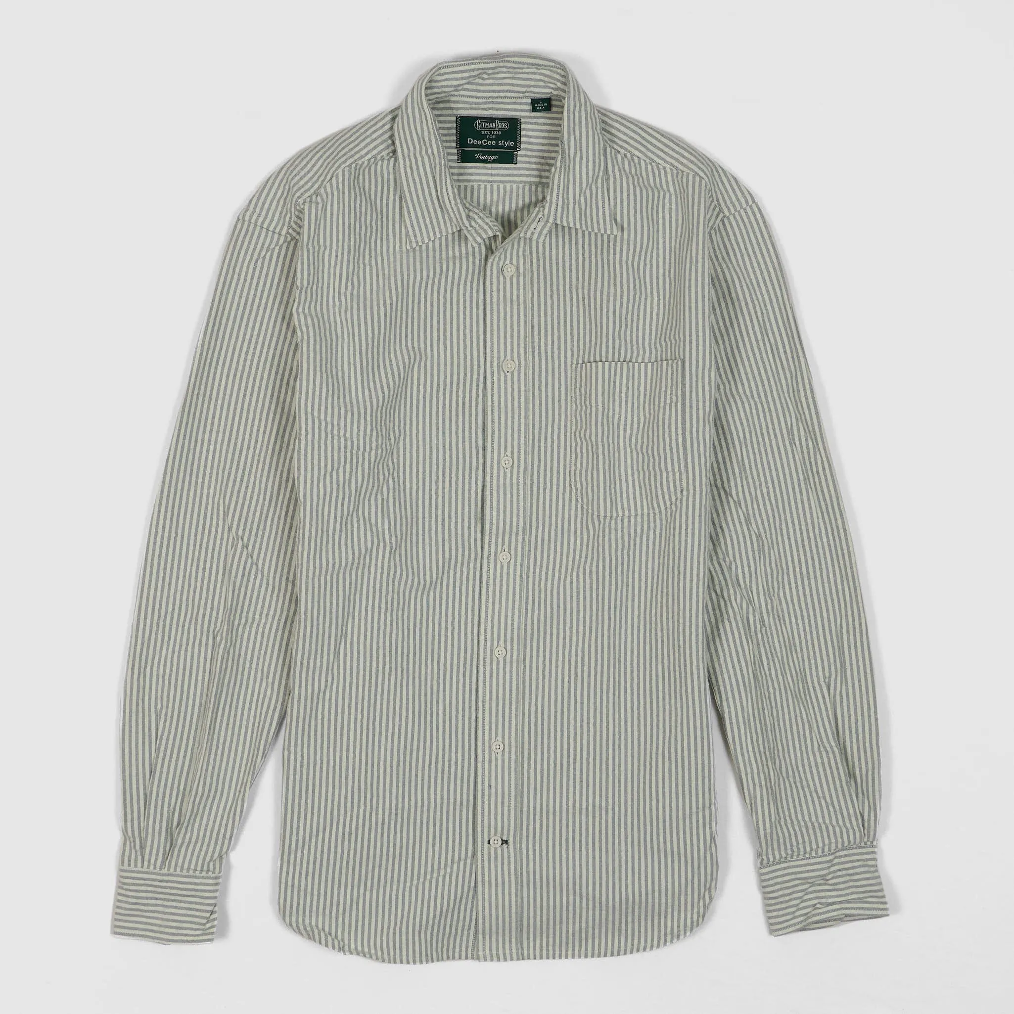 Gitman Vintage Brushed Cotton Striped Oxford Shirt Without Button Down sold by DeeCee style