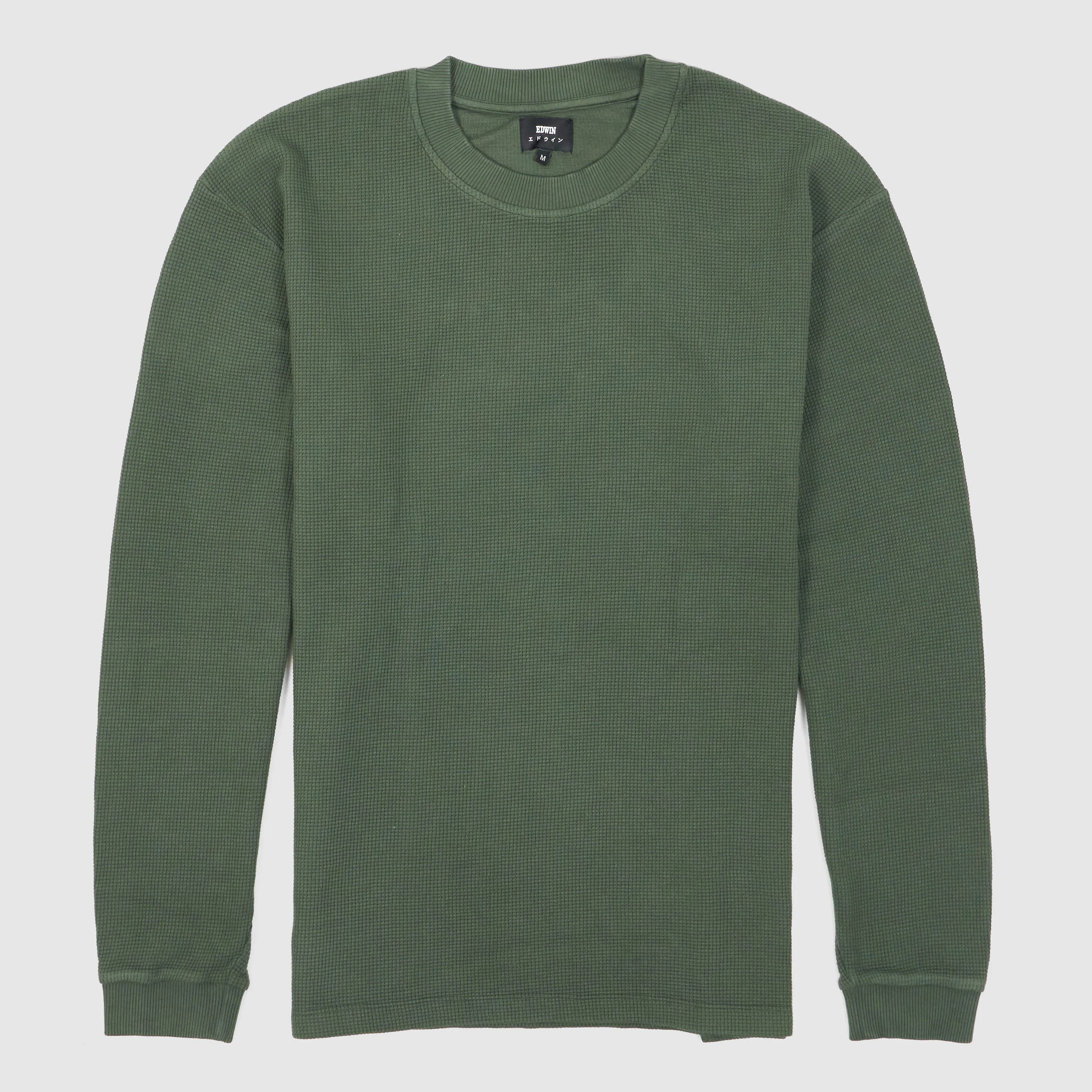 Edwin Crew Neck Waffle Long Sleeve Shirt sold by DeeCee style