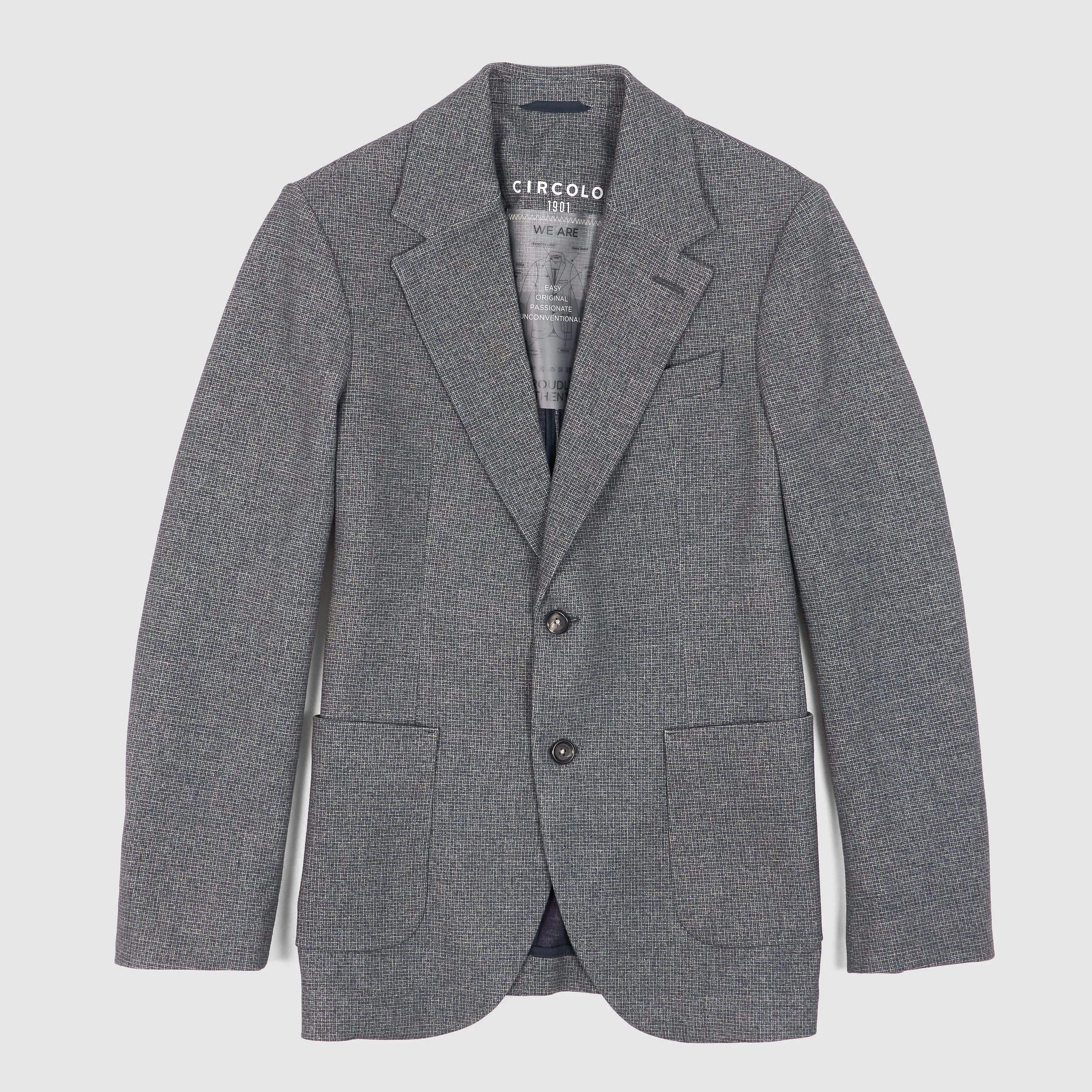 Circolo 1901 Man Navyblue/ Lightgrey Printed Blazer sold by DeeCee style