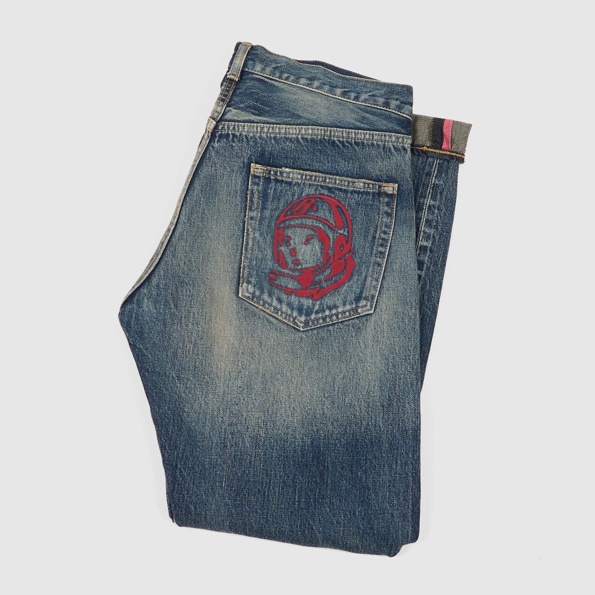 Billionaire Boys Club Red Moon Man Vintage Washed Denim sold by DeeCee style