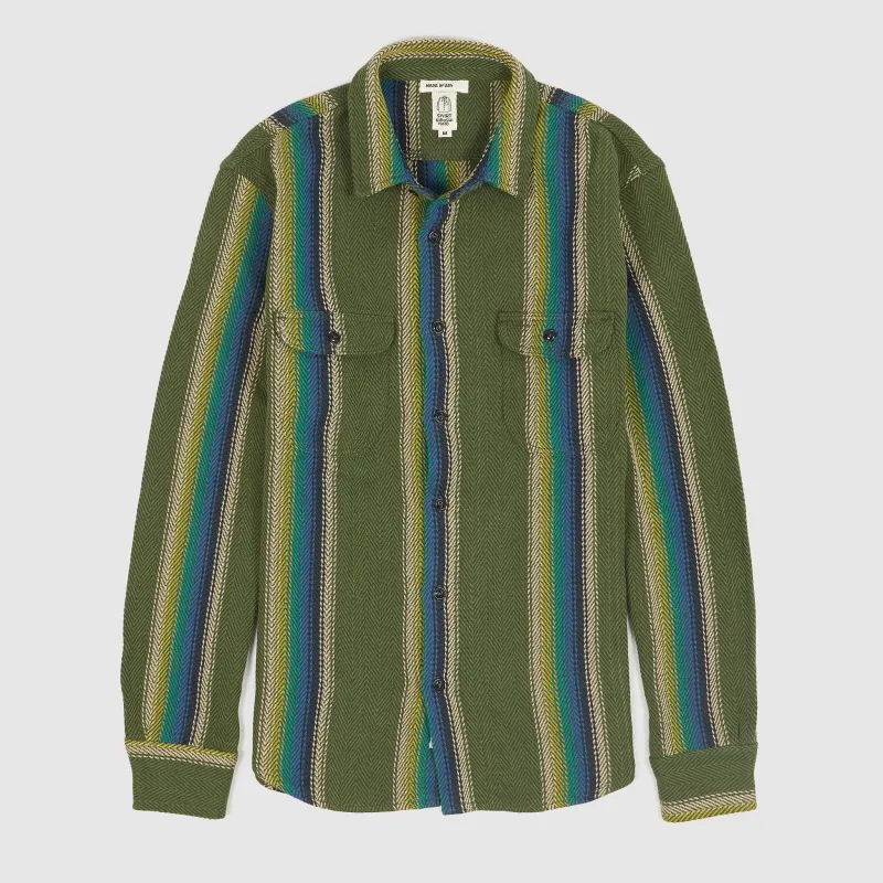 Hiroshi Kato The Brace Striped Overshirt sold by DeeCee style