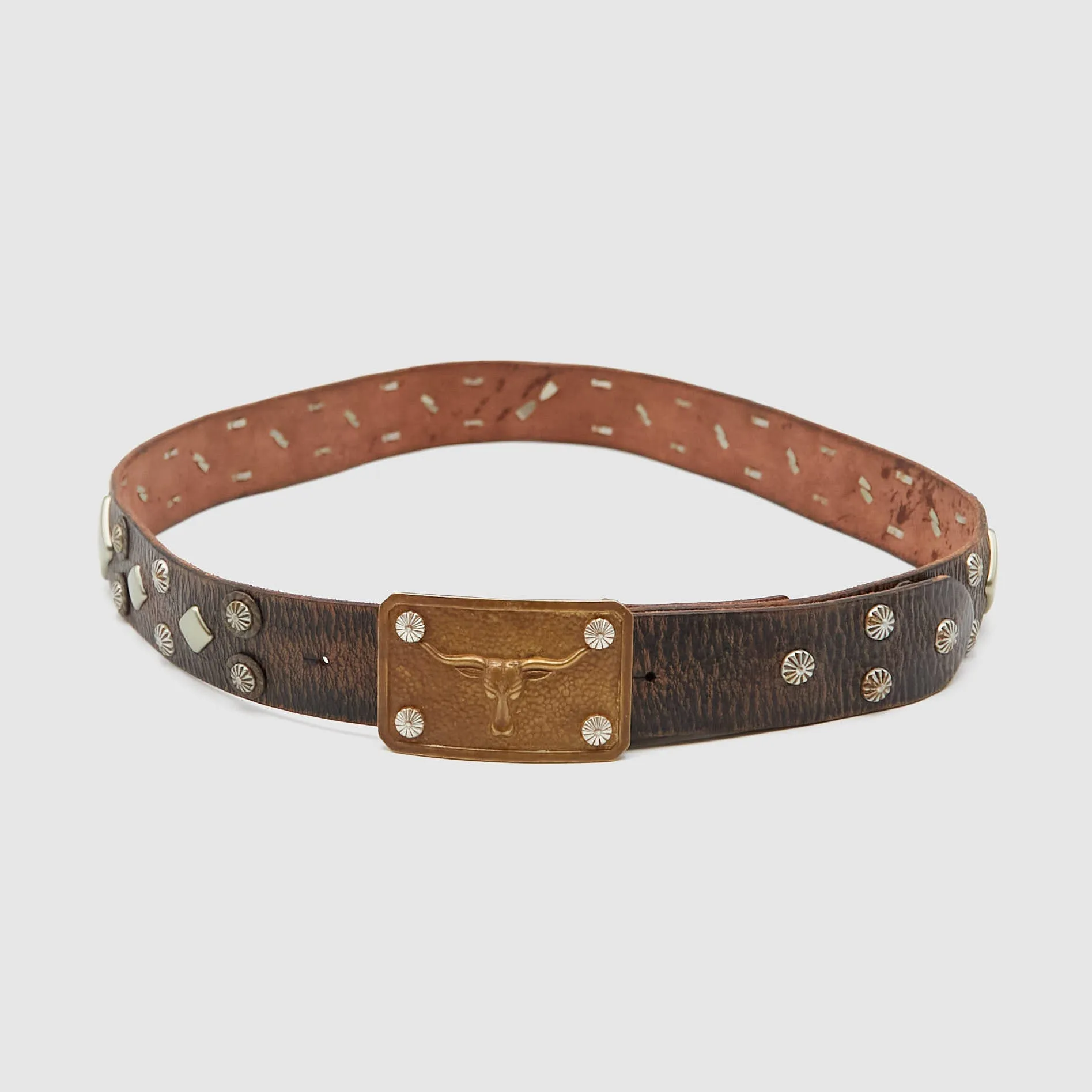 Double RL Studed Western Leather Belt With Buckle sold by DeeCee style