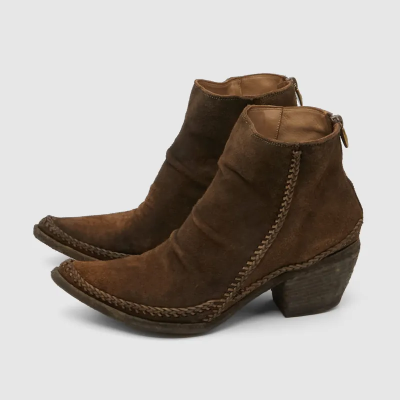 Fauzian Jeunesse Ladies  Suede Ankle Western Boot sold by DeeCee style