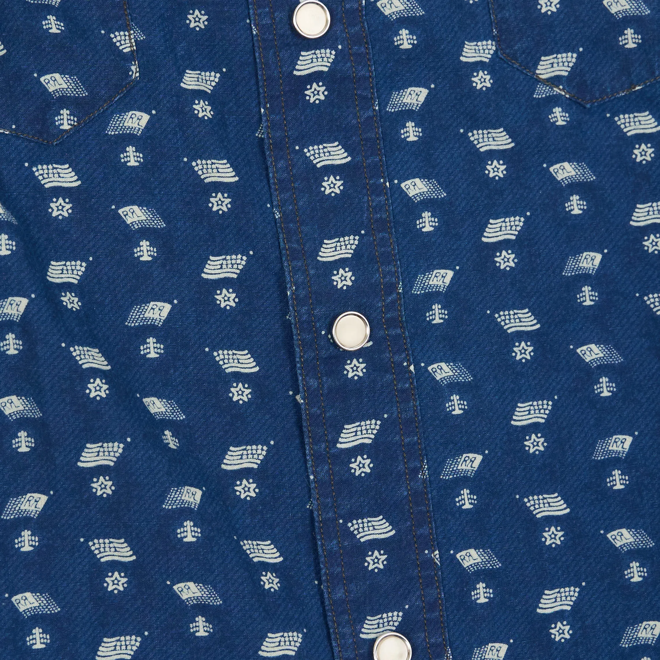 Double RL Slim Fit Indigo Print Western Shirt sold by DeeCee style product image thumbnail 4