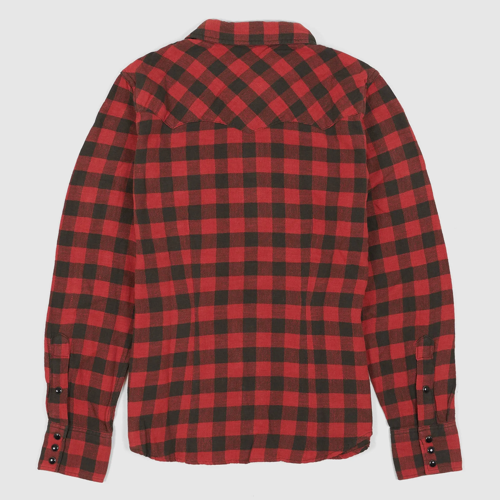 Double RL Ladies Red-Black Plaid Cotton-Linen Western Shirt sold by DeeCee style product image thumbnail 2