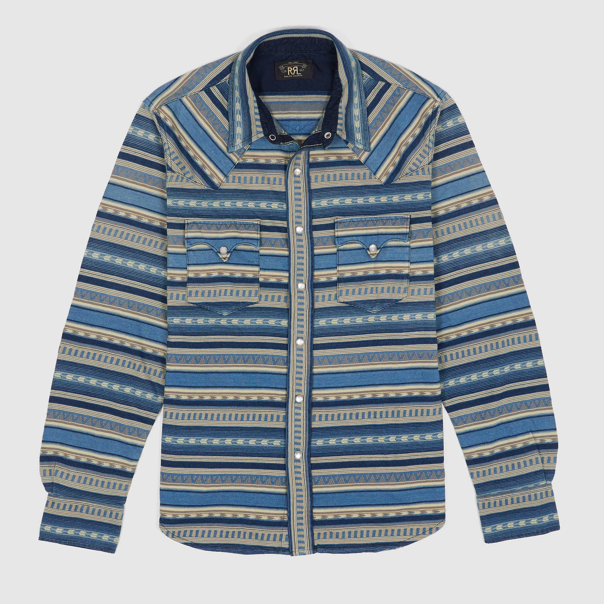 Double RL Long Sleeve Jacquard Jersey Western Shirt sold by DeeCee style