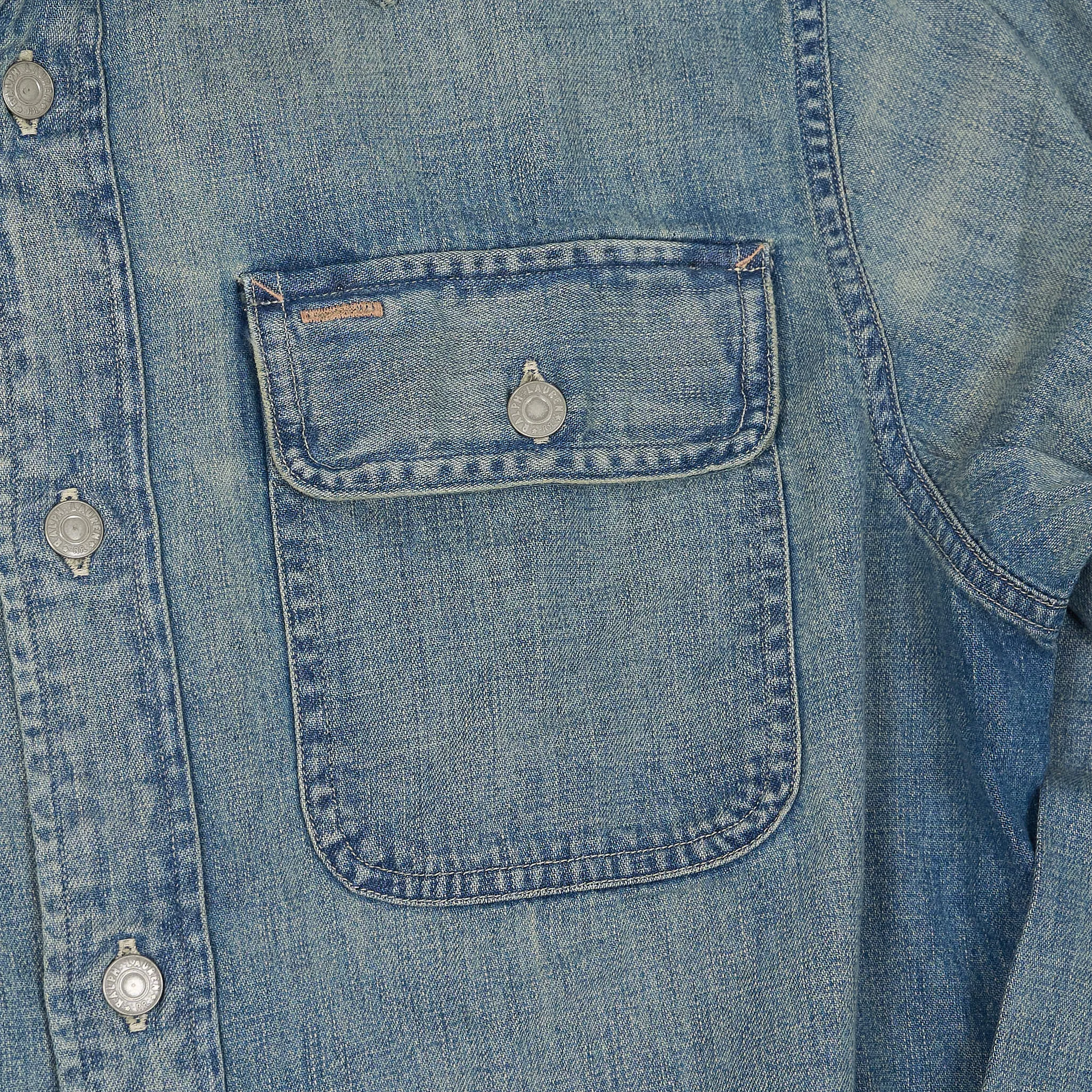 Double RL Long Sleeve Indigo Denim Work Overshirt sold by DeeCee style product image thumbnail 5