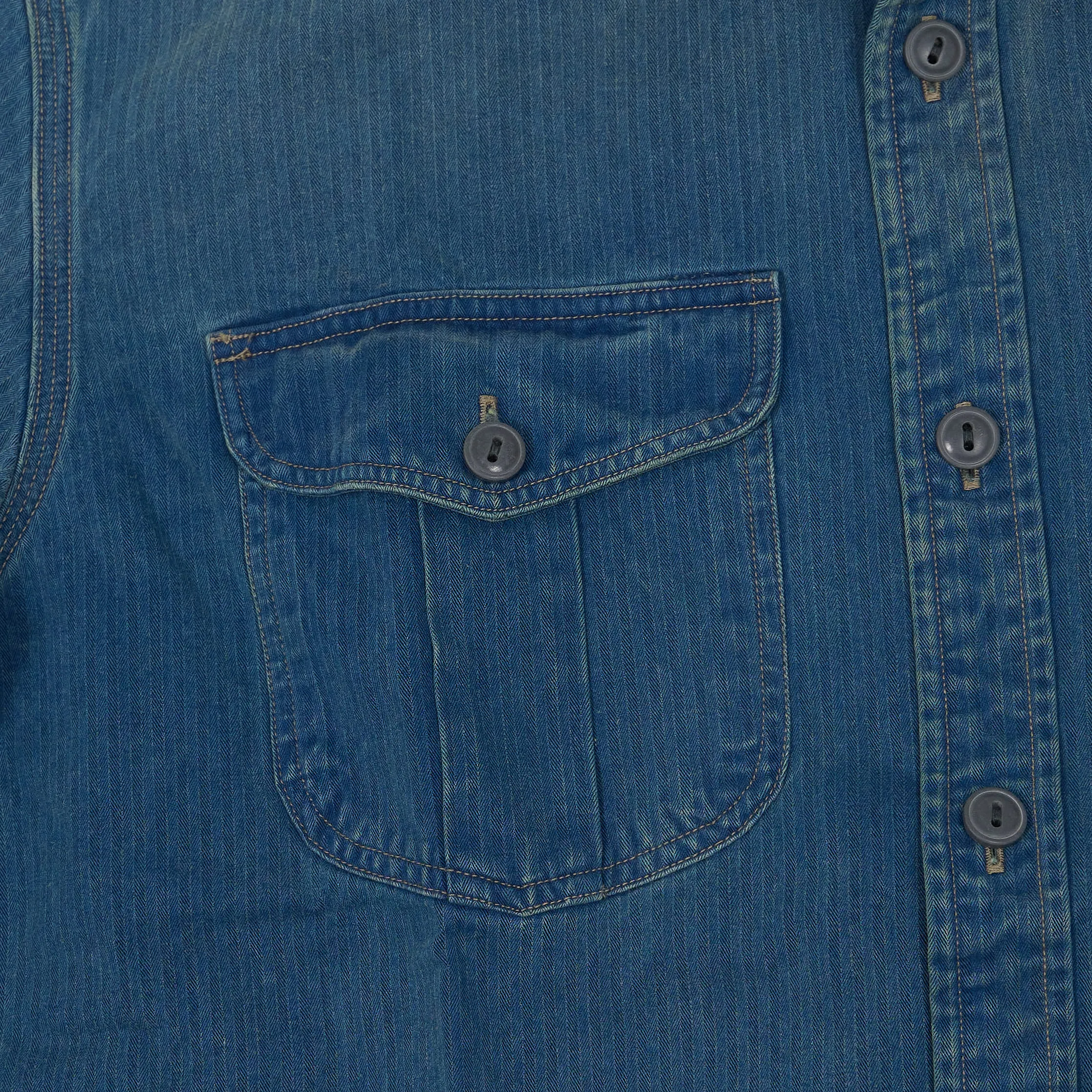 Double RL Long Indigo Dyed Herringbone Workshirt sold by DeeCee style product image thumbnail 4