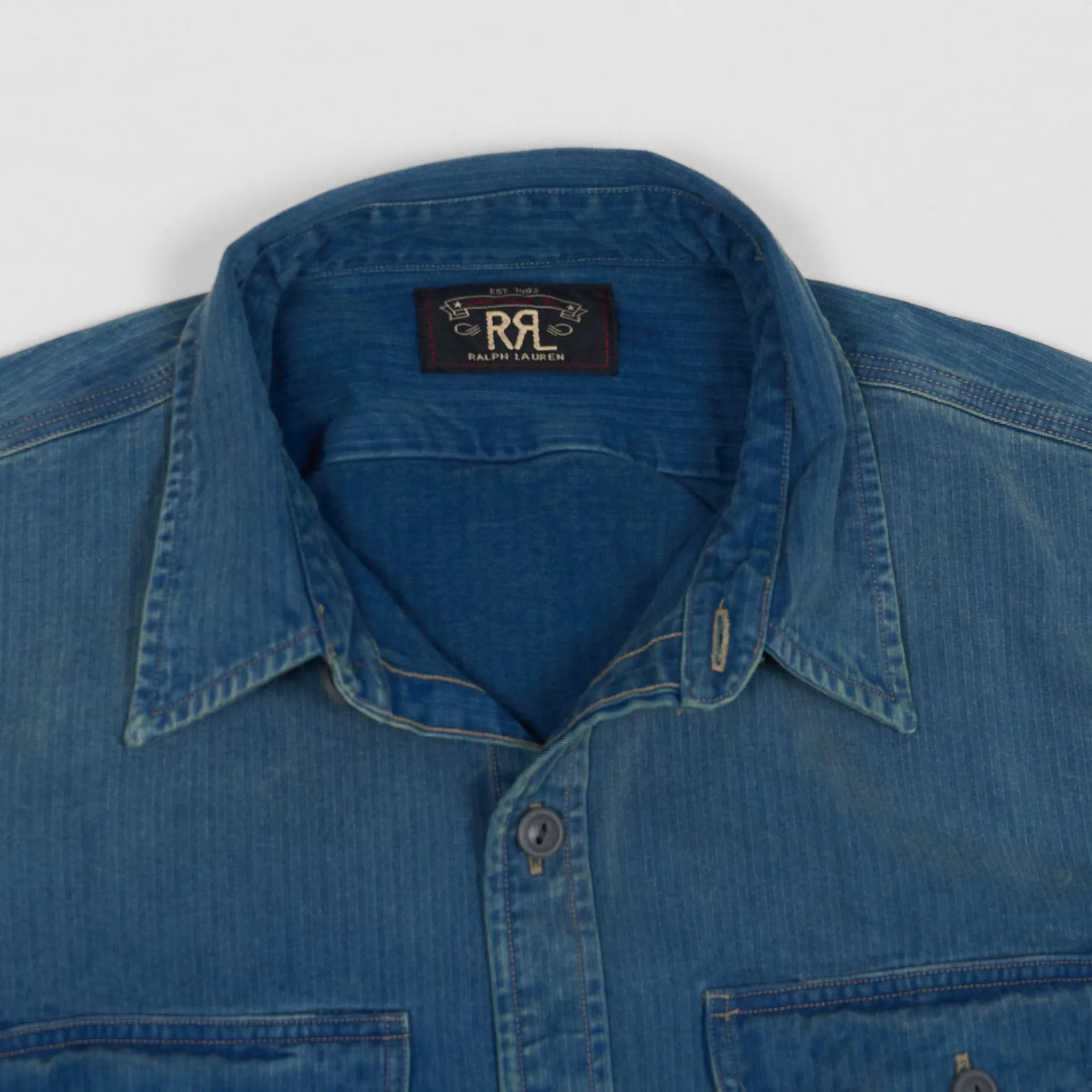 Double RL Long Indigo Dyed Herringbone Workshirt sold by DeeCee style product image thumbnail 3