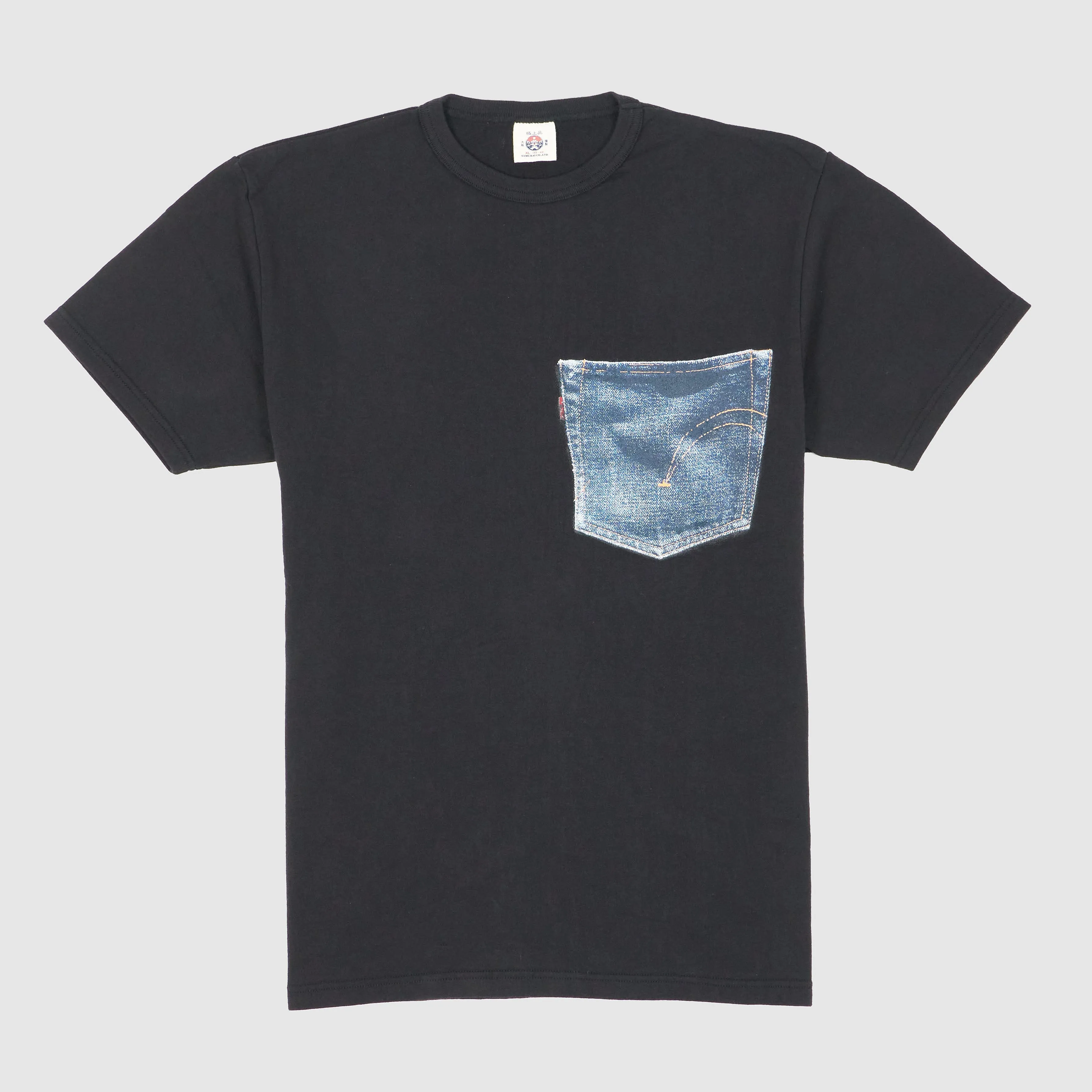 Samurai Jeans Short Sleeve Crew Neck Printed Denim Pocket T-Shirt sold by DeeCee style