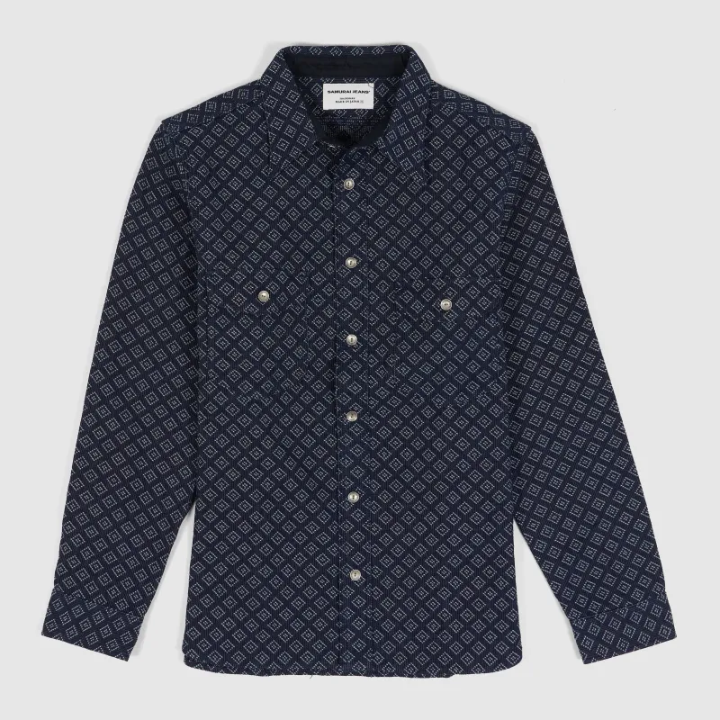 Samurai Jeans Sashiko Diamond Stitch Long Sleeve Shirt UNISEX sold by DeeCee style