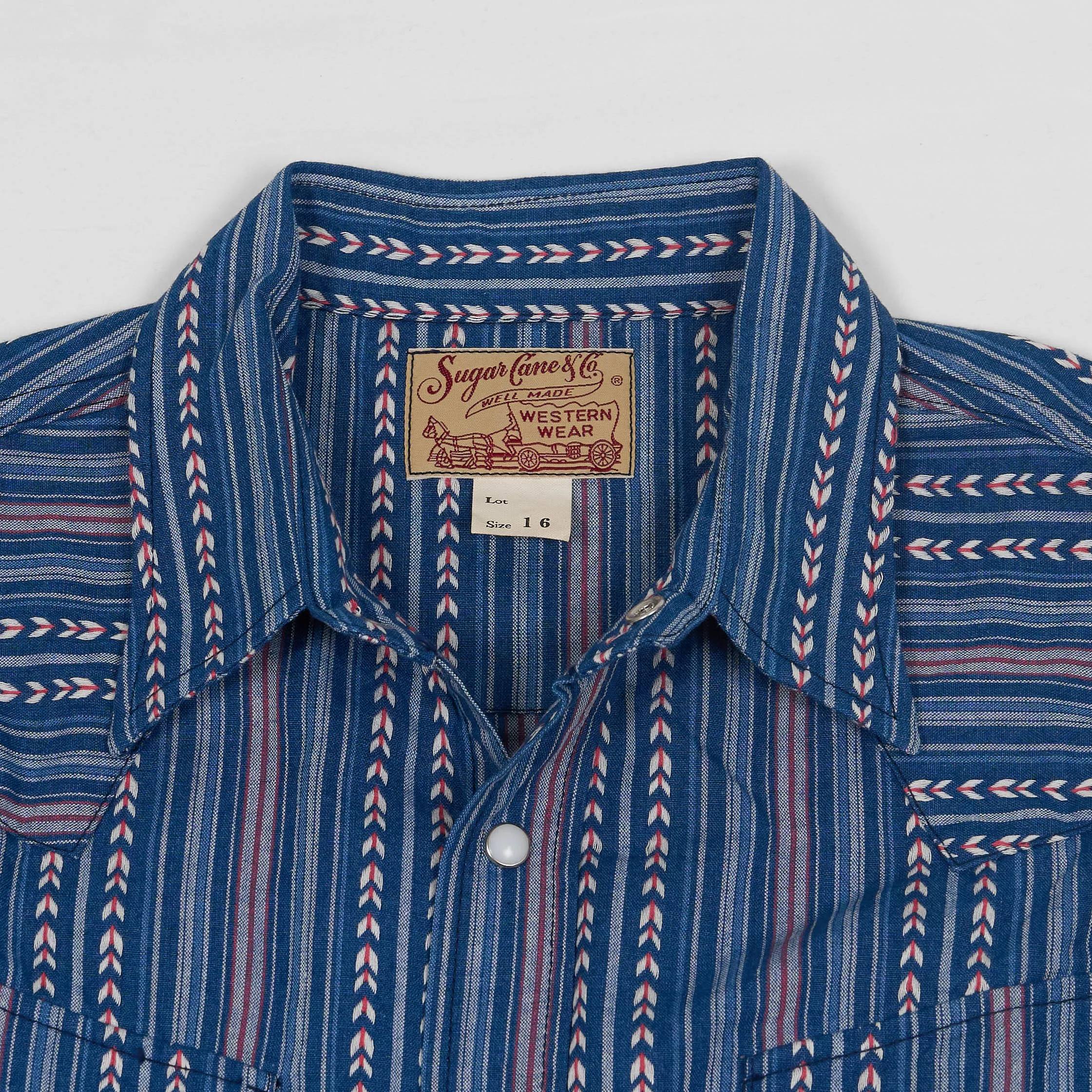 Sugar Cane Long Sleeve Western Shirt Indigo Striped UNISEX sold by DeeCee style product image thumbnail 3