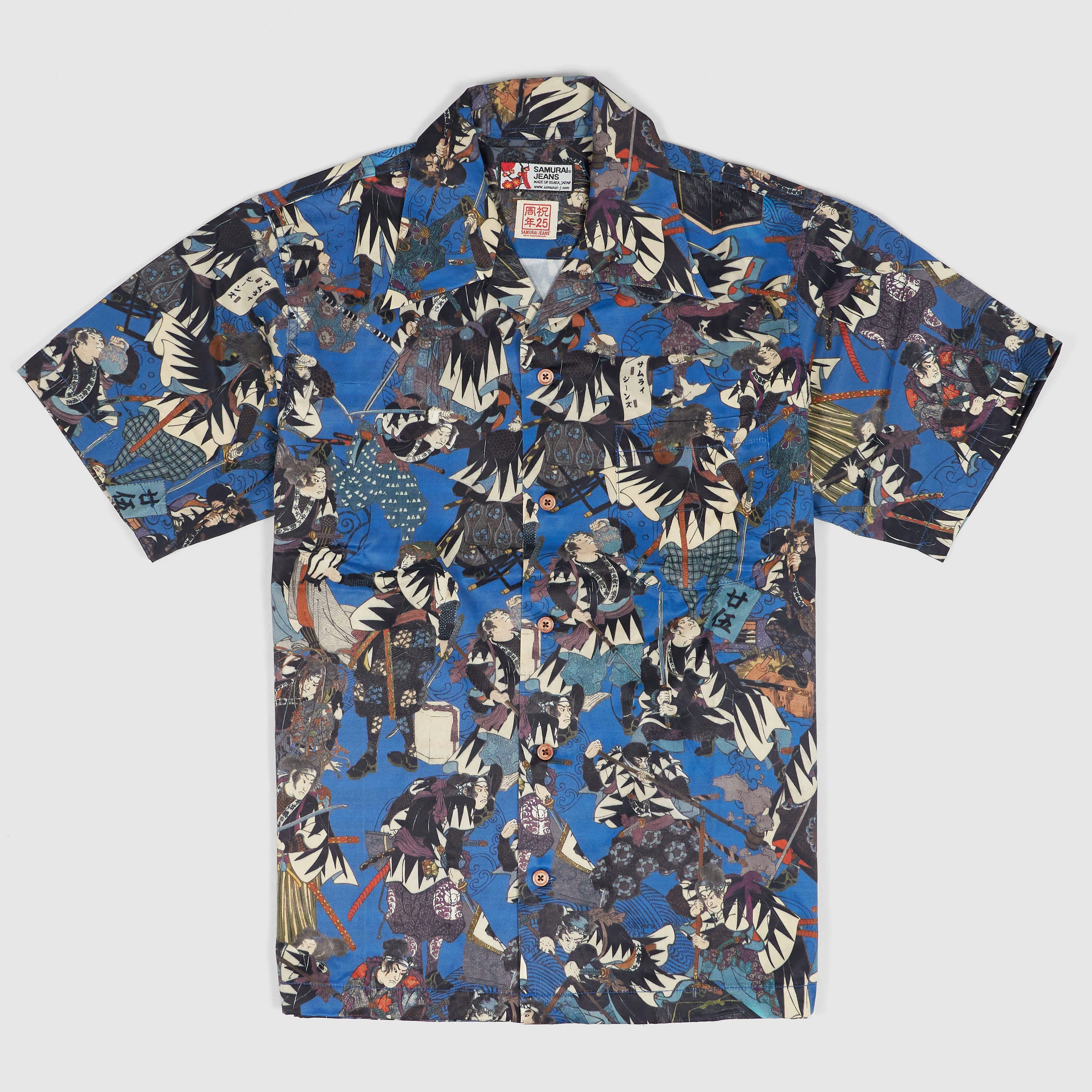 Samurai Jeans 25th. Anniversary Japanes Fighter Hawaiian Shirt sold by DeeCee style