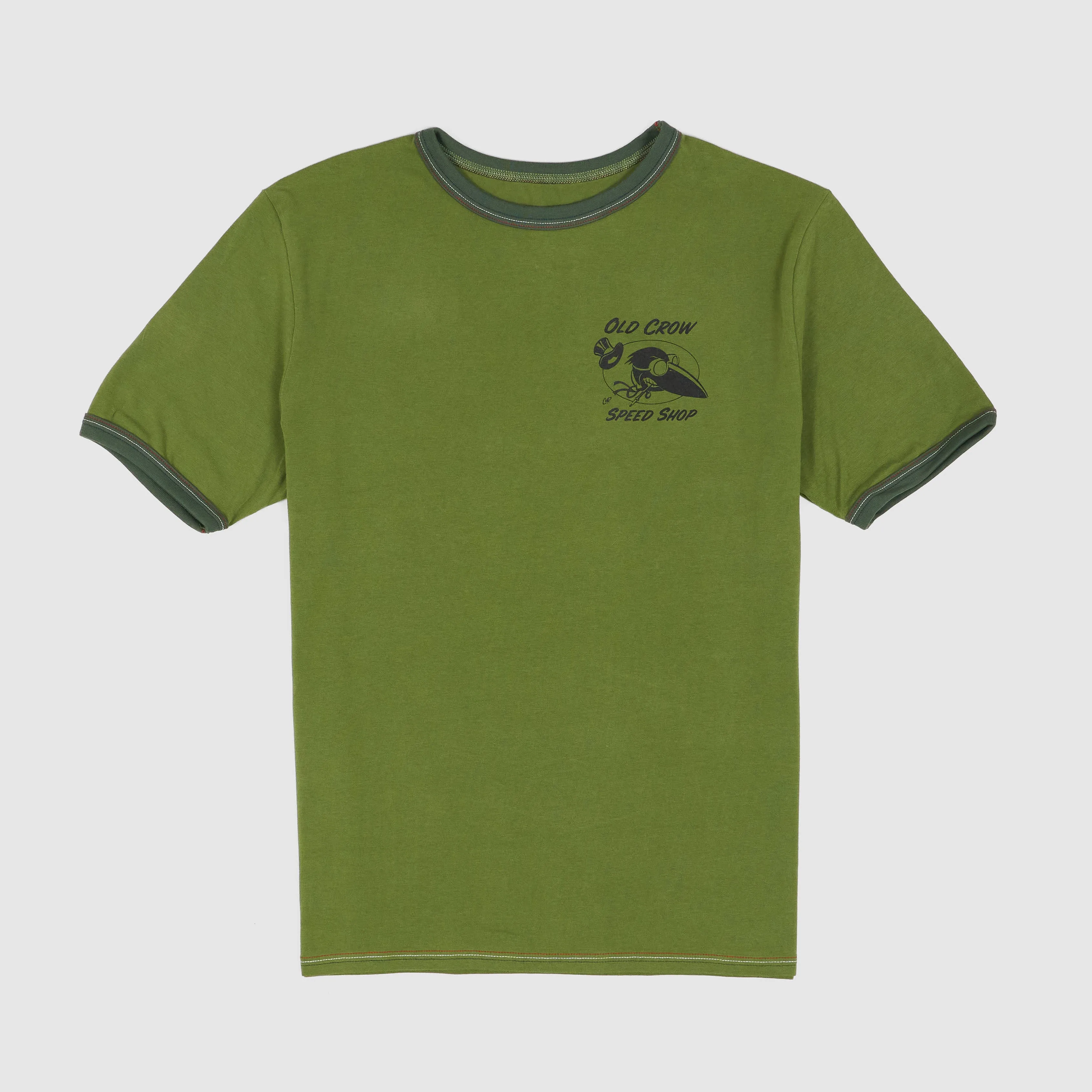 Old Crow Speed Shop Red Wite Blue Crew Neck Printed T-Shirt sold by DeeCee style