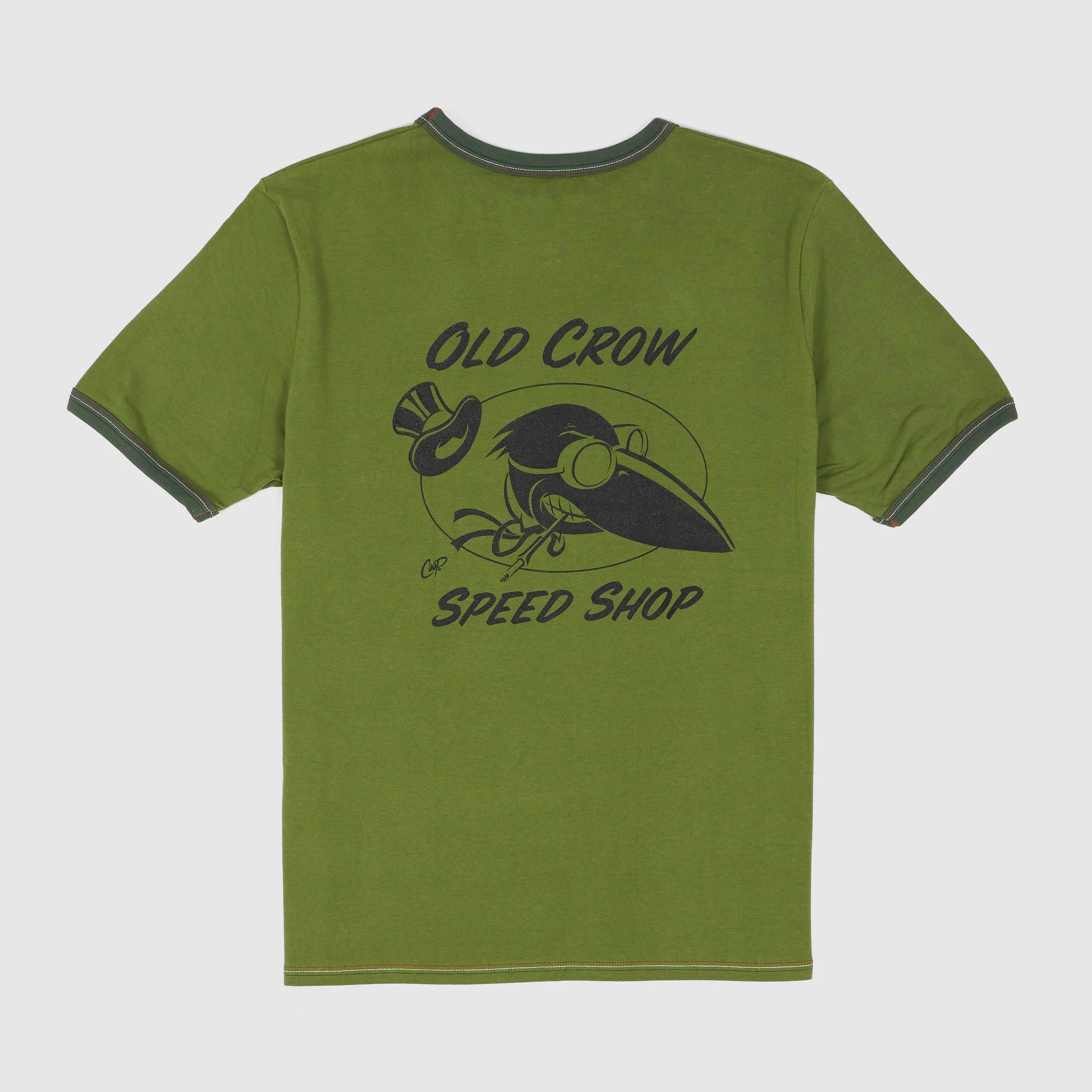 Old Crow Speed Shop Red Wite Blue Crew Neck Printed T-Shirt sold by DeeCee style product image thumbnail 2