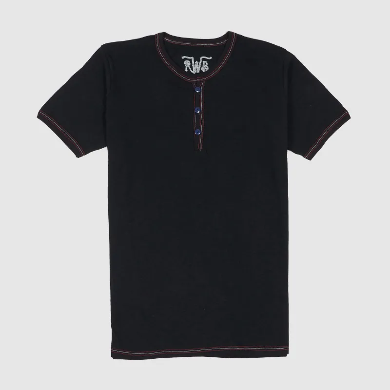 Old Crow Speed Shop Red White Blue Plain Henley T-Shirt sold by DeeCee style