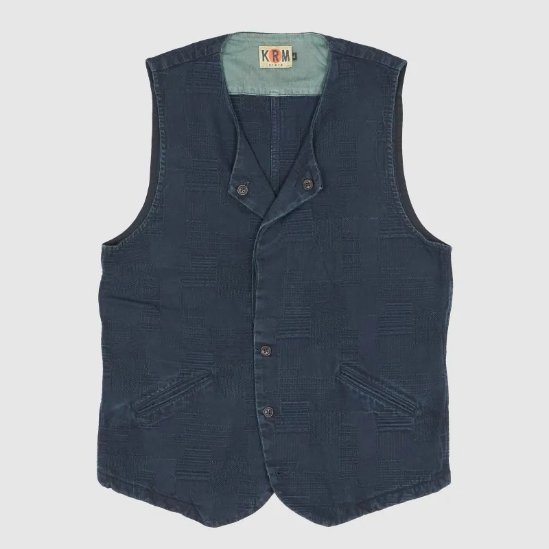 KRM Jacquard Woven Plaid Pattern vest sold by DeeCee style