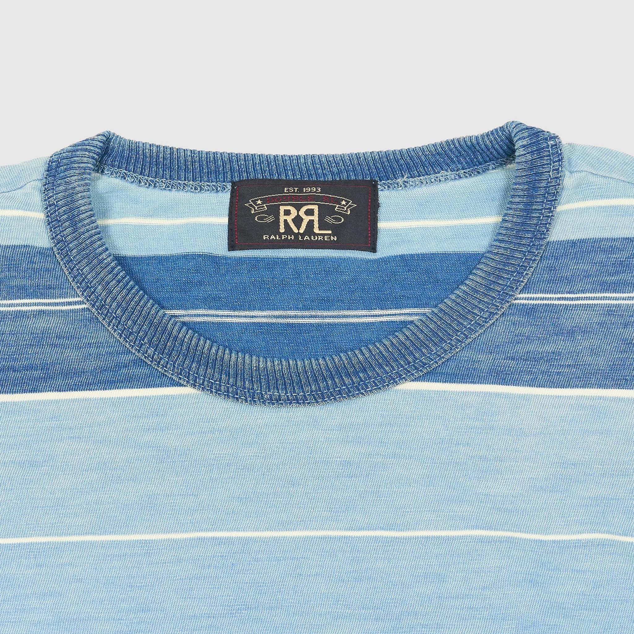 Double RL Short Sleeve Indigo Stripe Crew Neck T-Shirt sold by DeeCee style product image thumbnail 3