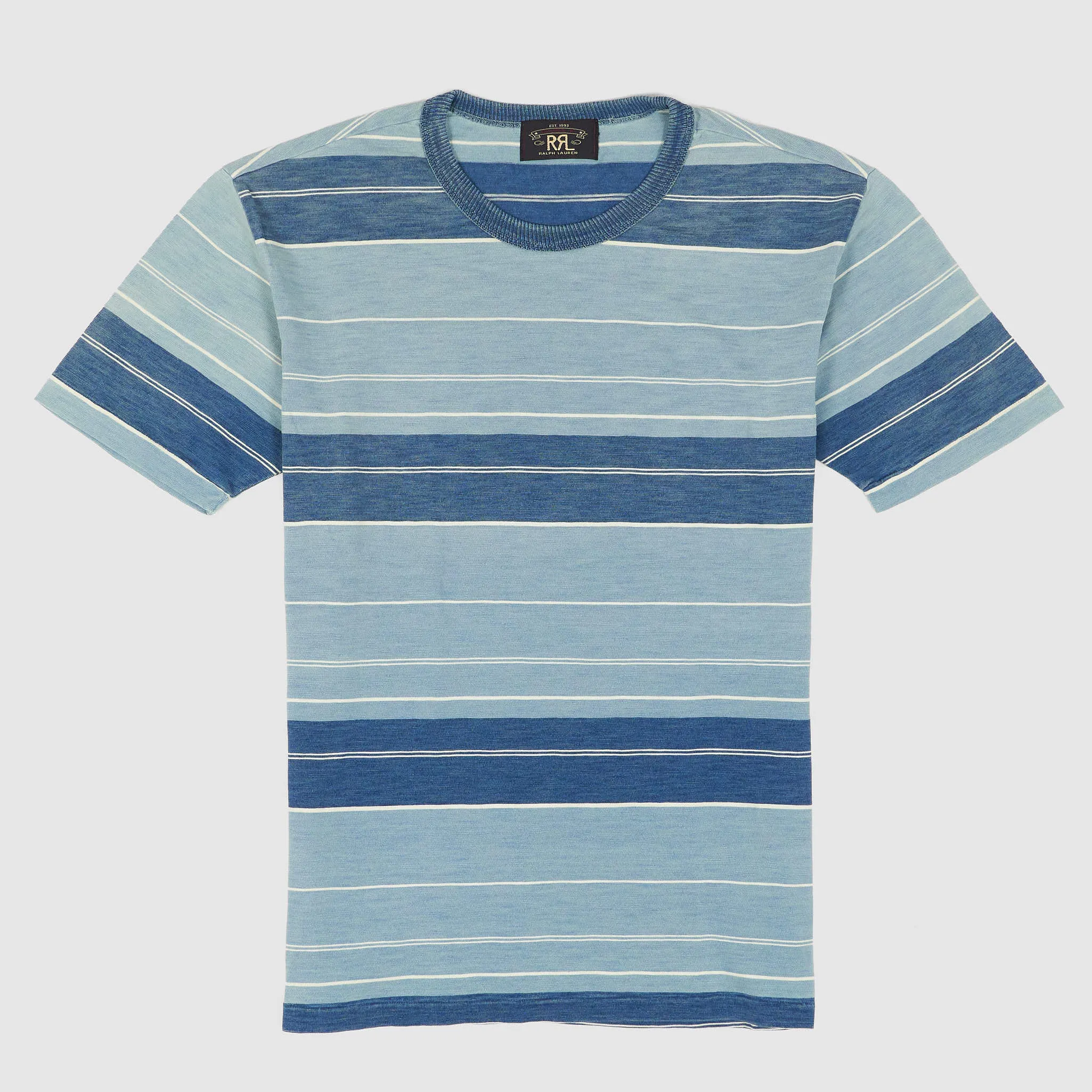 Double RL Short Sleeve Indigo Stripe Crew Neck T-Shirt sold by DeeCee style