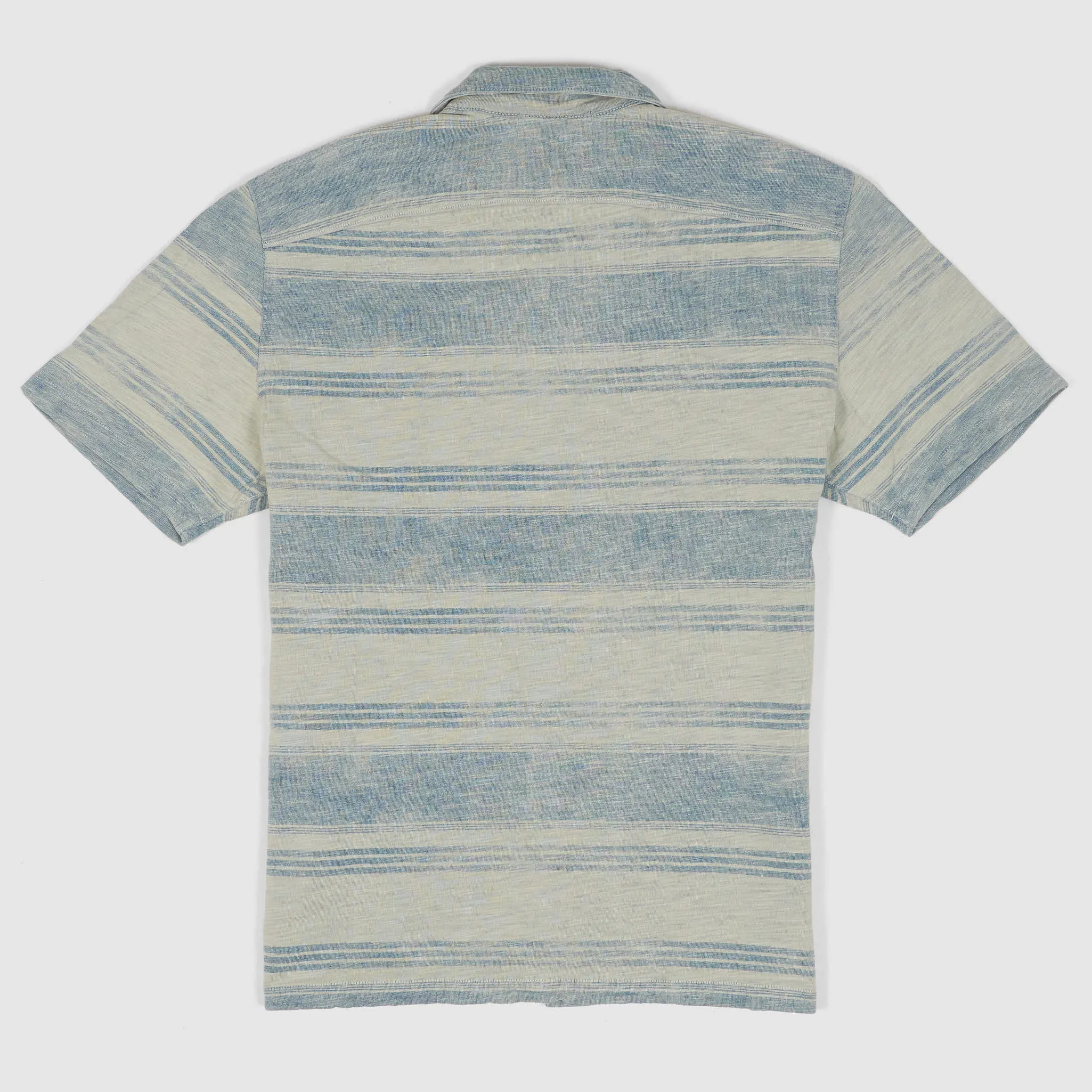 Double RL Short Sleeve Indigo Striped Jersey Camp Shirt sold by DeeCee style product image thumbnail 2