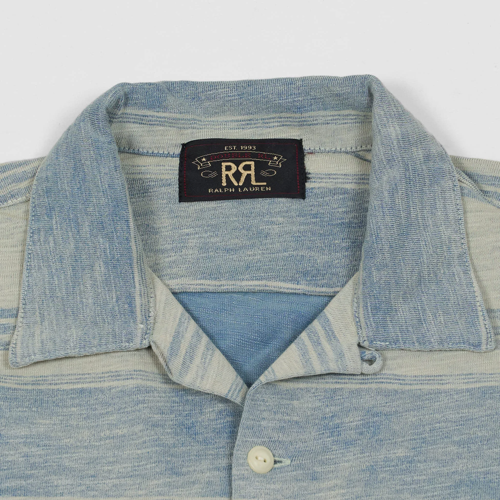 Double RL Short Sleeve Indigo Striped Jersey Camp Shirt sold by DeeCee style product image thumbnail 3