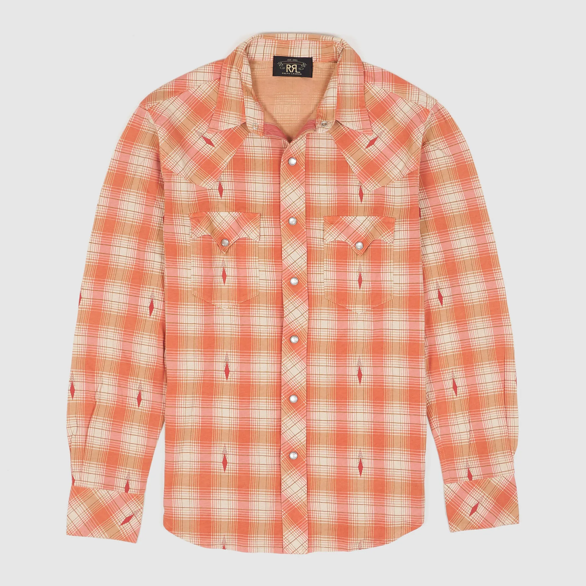 Double RL Long Sleeve Plaid Jersey Western Shirt sold by DeeCee style
