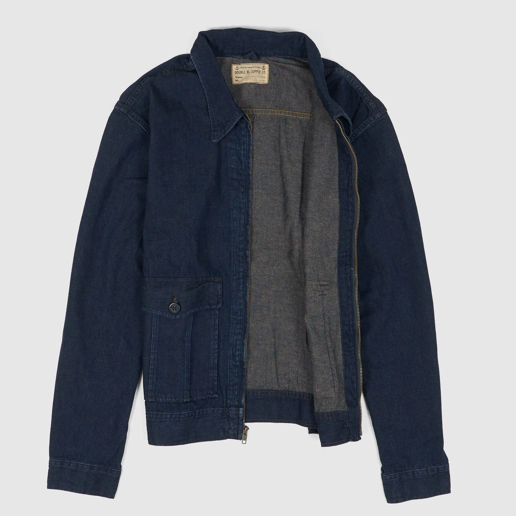 Double RL Indigo Cotton-Linen Unlined Overshirt Jacket sold by DeeCee style product image thumbnail 3