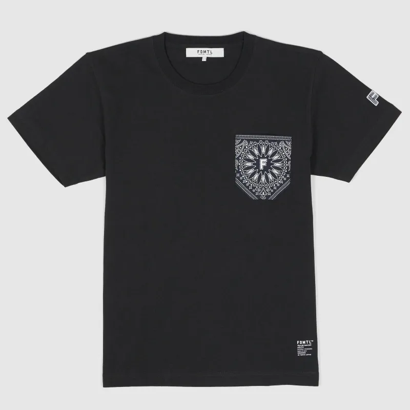 FDMTL Short Sleeve Black Paisley Bandana Pocket Crew Neck T-Shirt sold by DeeCee style