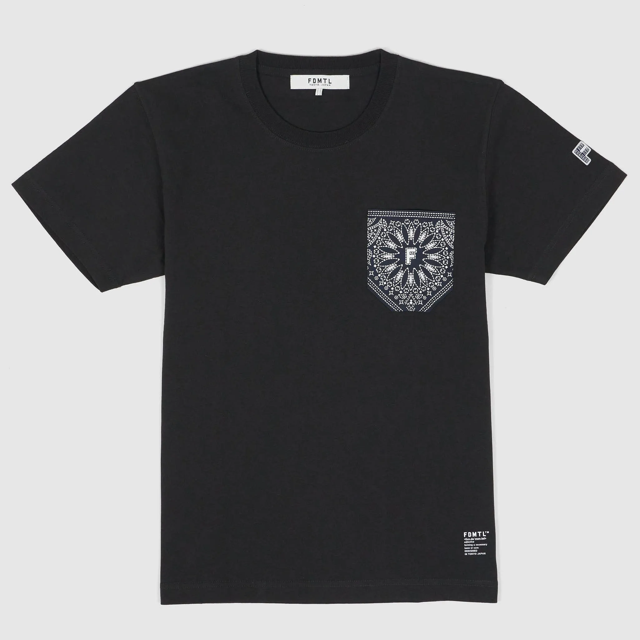 FDMTL Short Sleeve Black Paisley Bandana Pocket Crew Neck T-Shirt sold by DeeCee style