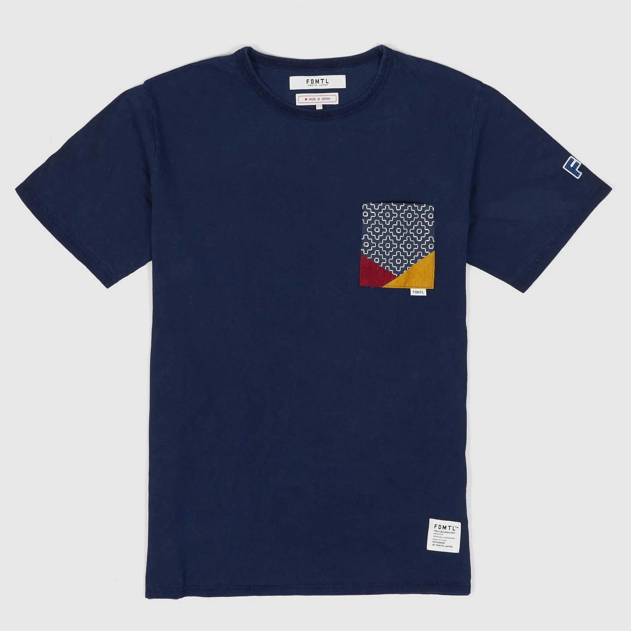 FDMTL Short Sleeve Sashiko Patch Pocket Crew Neck T-Shirt sold by DeeCee style