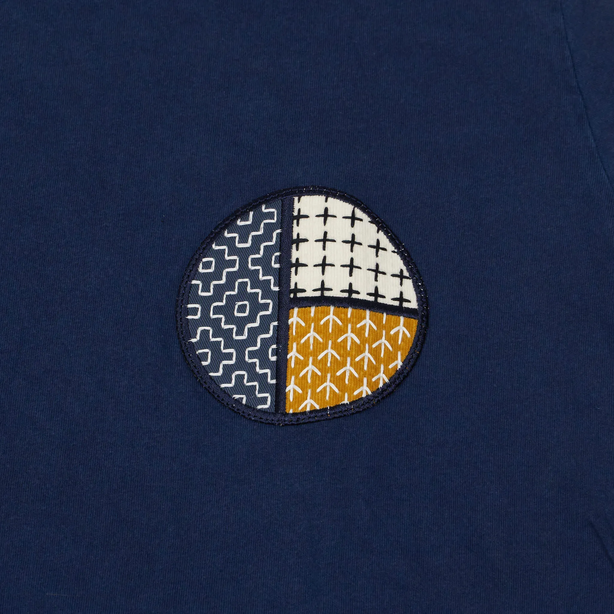 FDMTL Short Sleeve Sashiko Patch Crew Neck Indigo T-Shirt sold by DeeCee style product image thumbnail 4