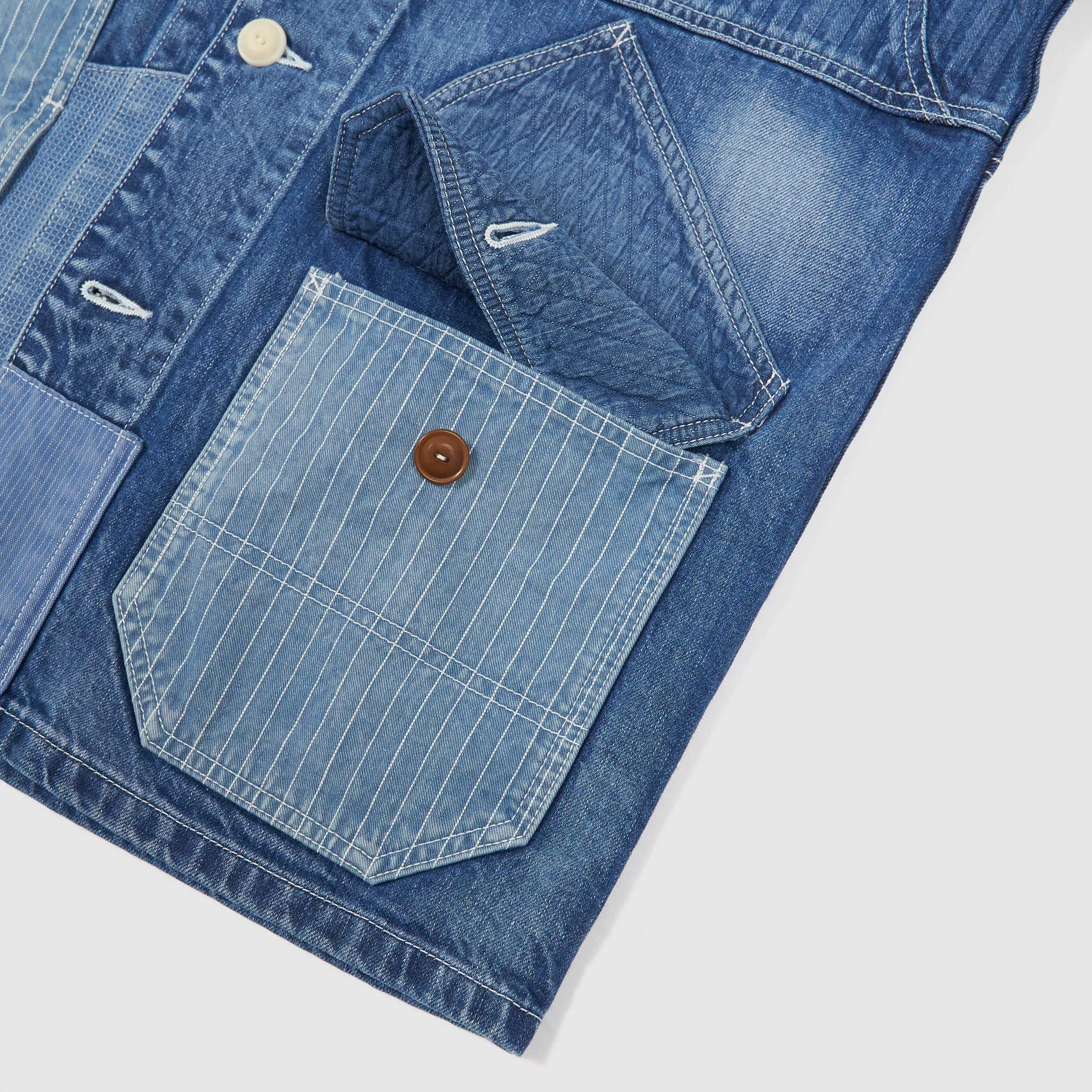 FDMTL Sashiko Indigo Patchwork Coverall Jacket sold by DeeCee style product image thumbnail 5