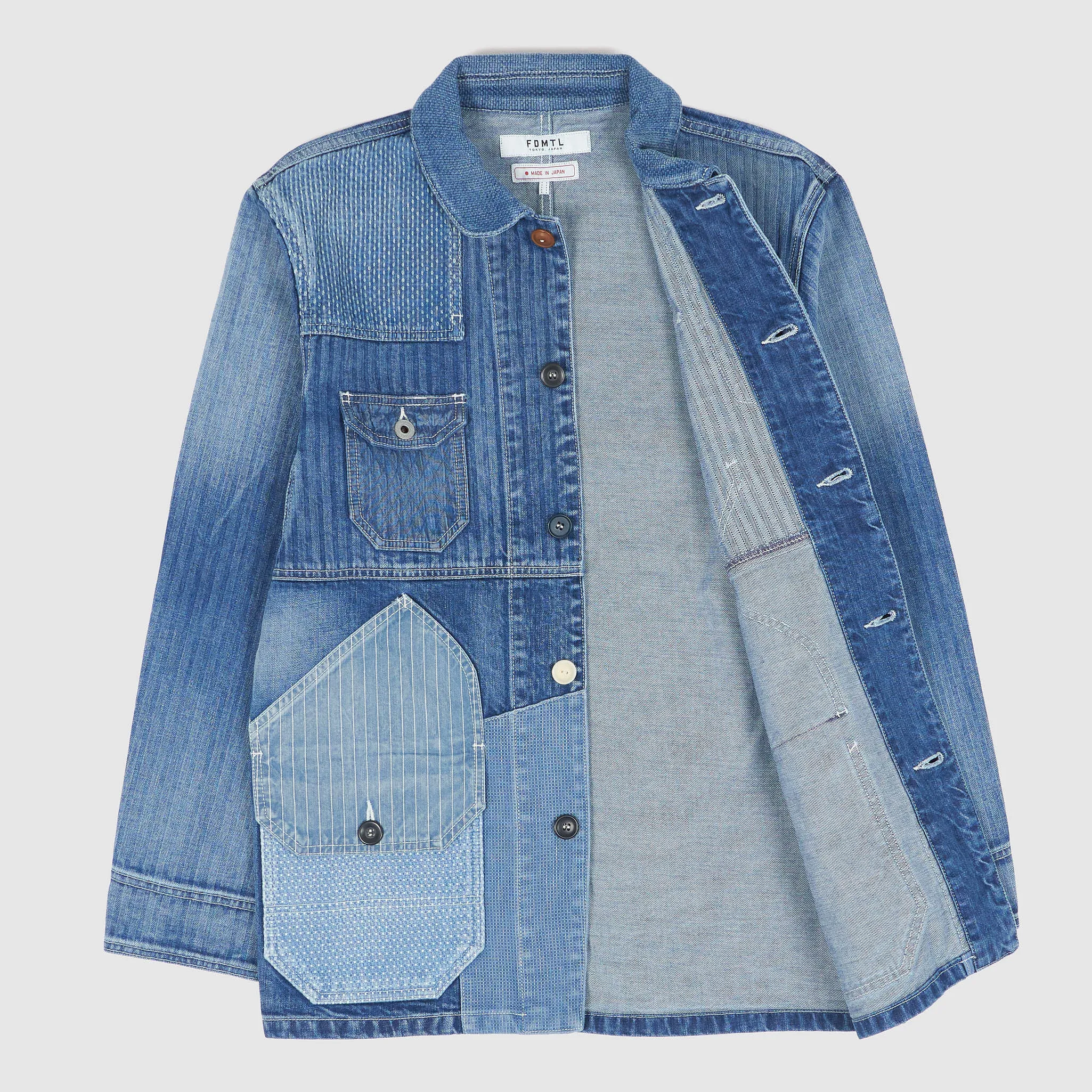 FDMTL Sashiko Indigo Patchwork Coverall Jacket sold by DeeCee style product image thumbnail 2