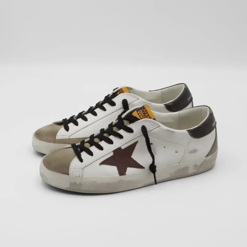 Golden Goose Superstar White Burgundy Suede and Napa Leather Sneakers sold by DeeCee style