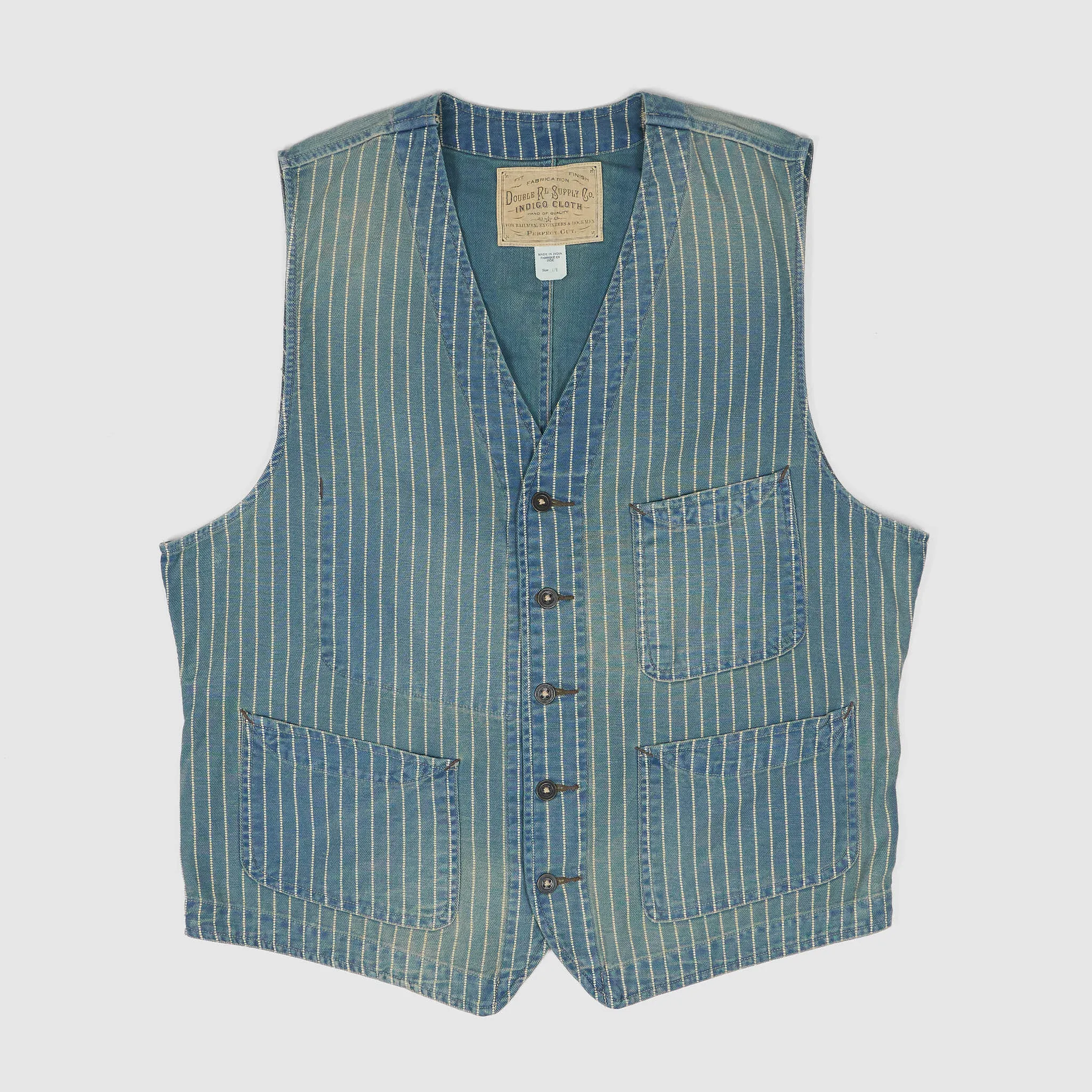 Double RL Dotted Striped Twill Vest sold by DeeCee style