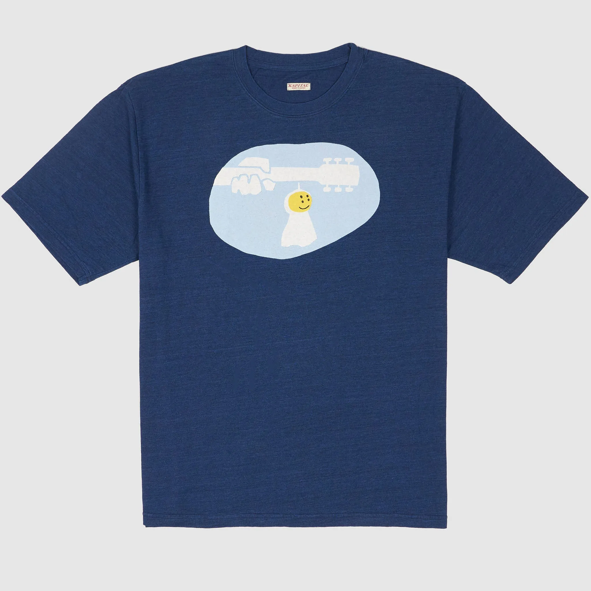 Kapital Short Sleeve Crew Neck Teru Teru Woodstock Smiley T-Shirt sold by DeeCee style