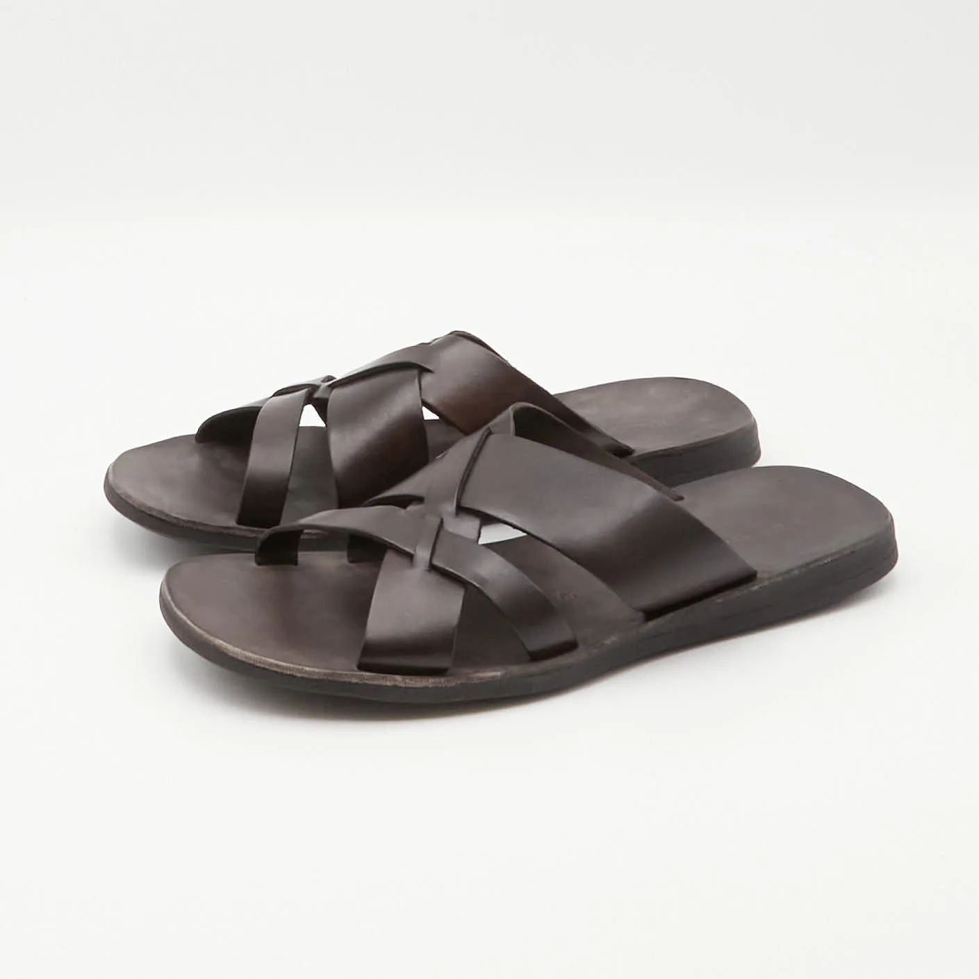 Brador Mens Leather Crossed Sandals sold by DeeCee style