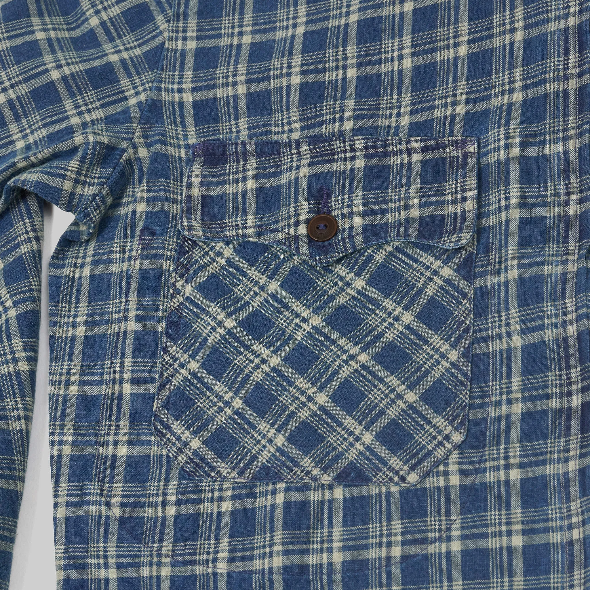 Double RL Indigo Plaid Lightweight Zipped Work Jacket sold by DeeCee style product image thumbnail 5