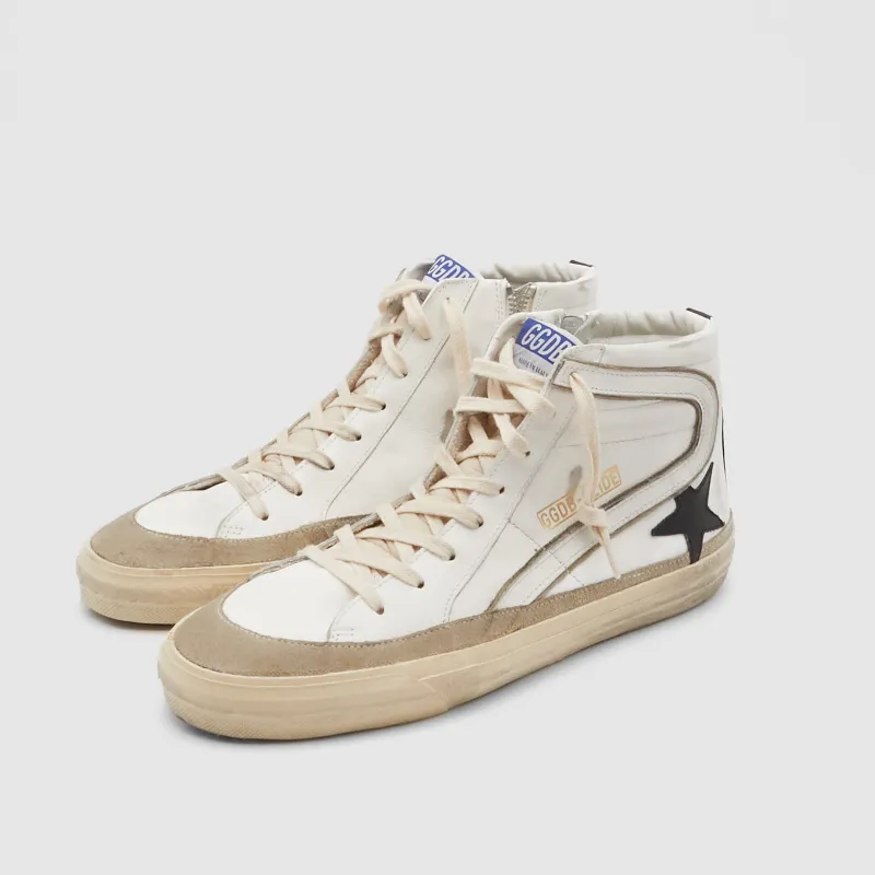 Golden Goose Silde High White Black Star Tau Sneaker sold by DeeCee style