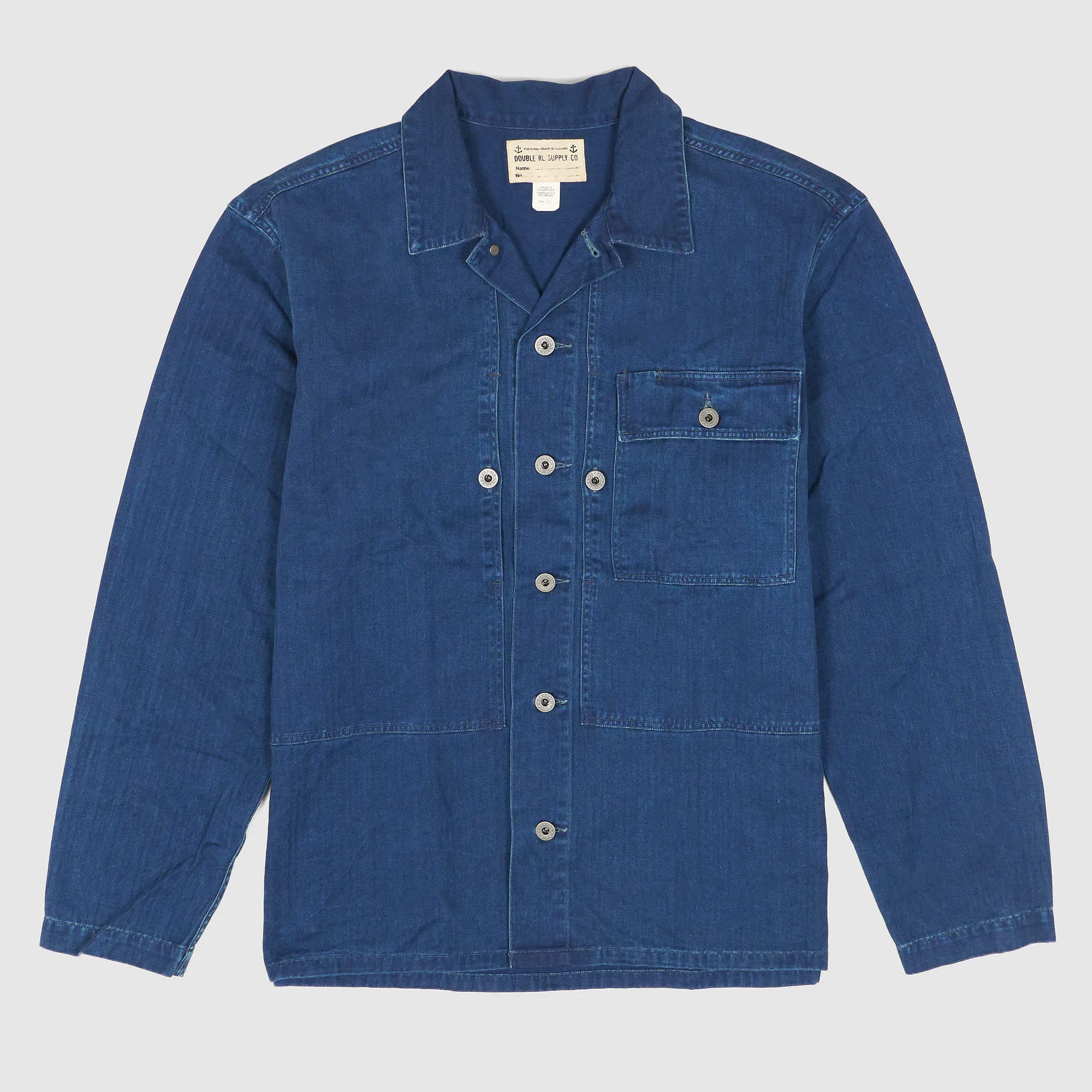 Double RL Herringbone Indigo Overshirt sold by DeeCee style