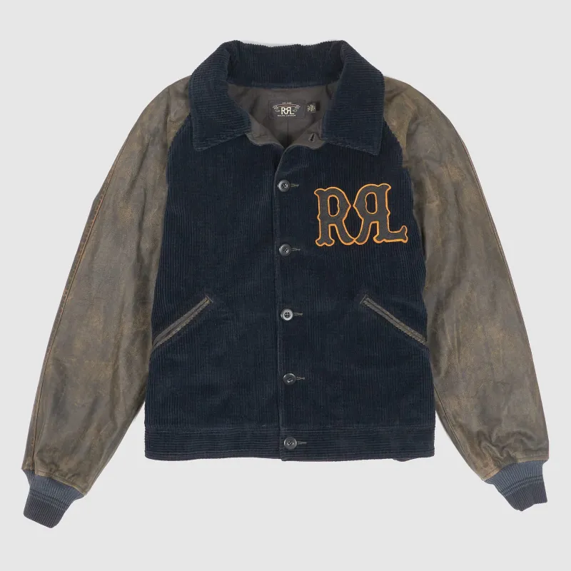 Double RL Leather Sleeves Varsity Bomber Jacket made by Double RL