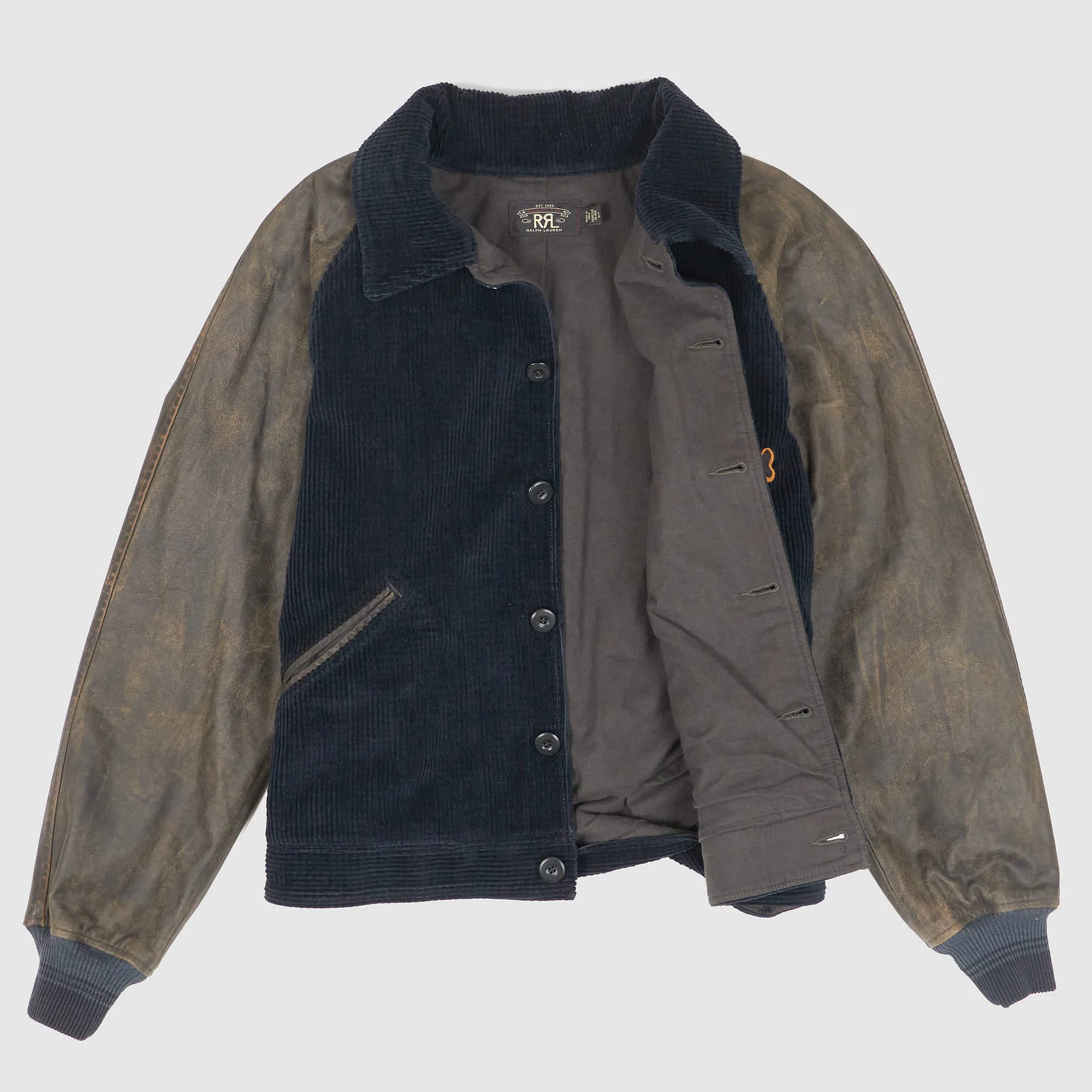 Double RL Leather Sleeves Varsity Bomber Jacket sold by DeeCee style product image thumbnail 2