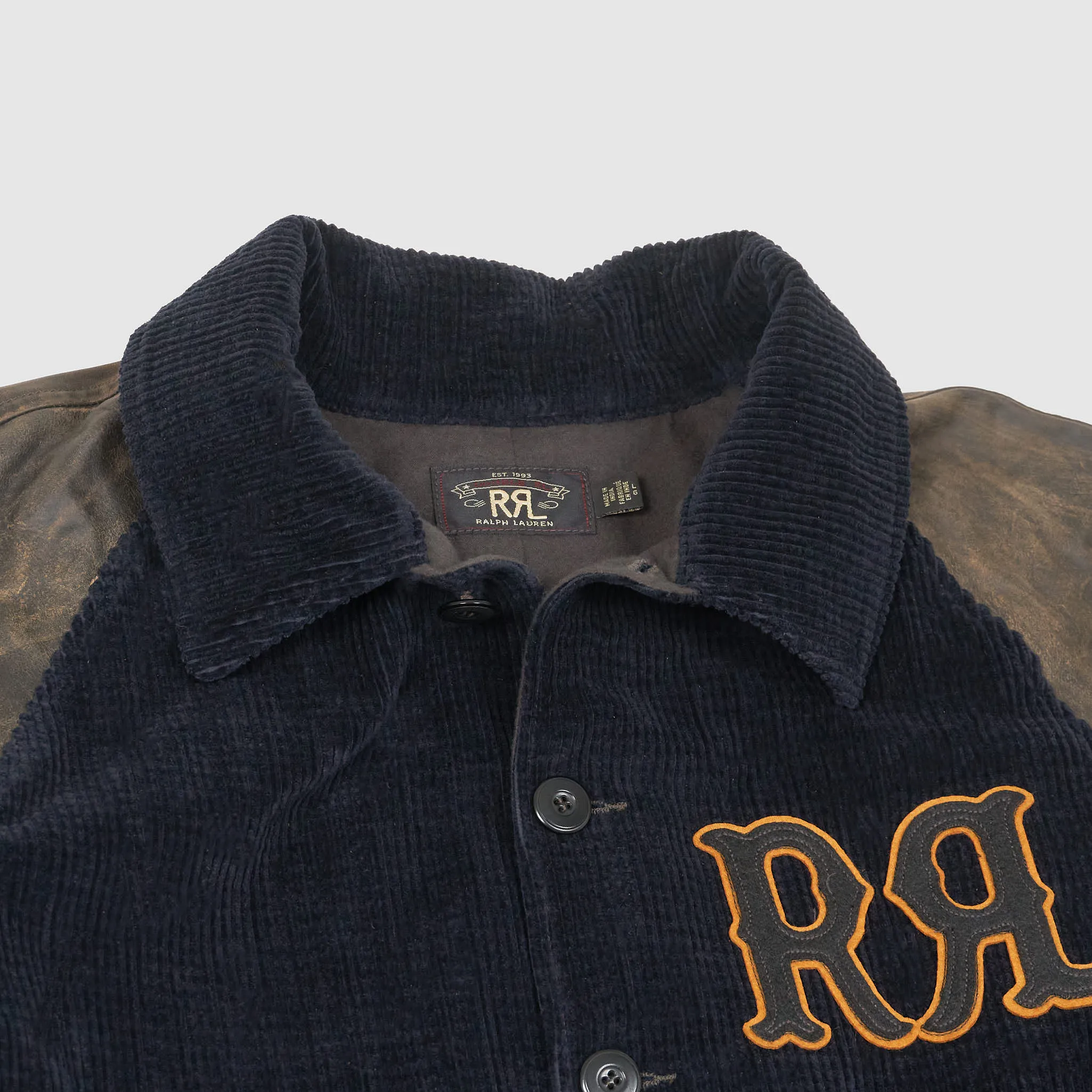 Double RL Leather Sleeves Varsity Bomber Jacket sold by DeeCee style product image thumbnail 4