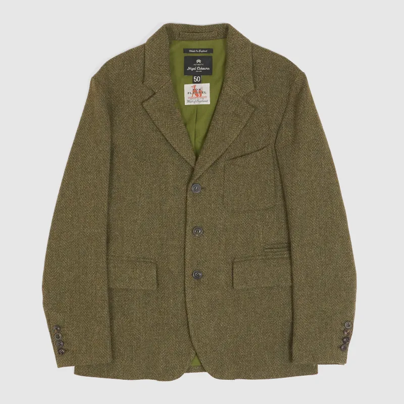 Nigel Cabourn Classic Herringbone Fox Flannel Wool Blazer sold by DeeCee style