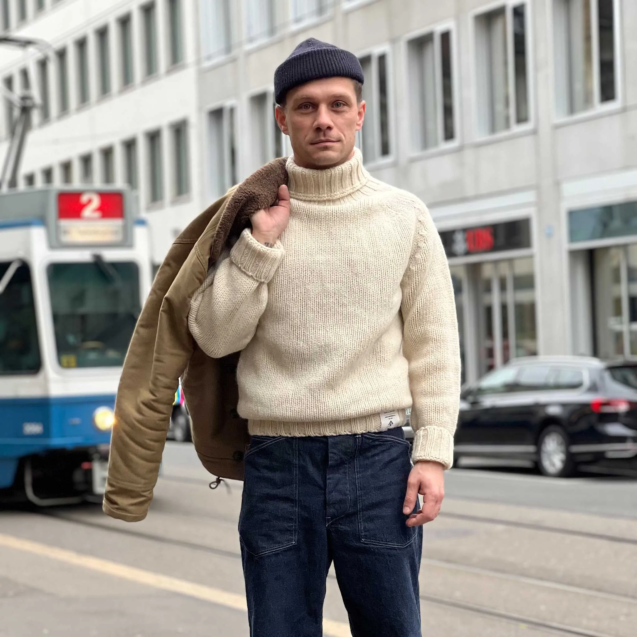 Aero Leather Rollneck Submariner Shetland Pullover sold by DeeCee style product image thumbnail 2